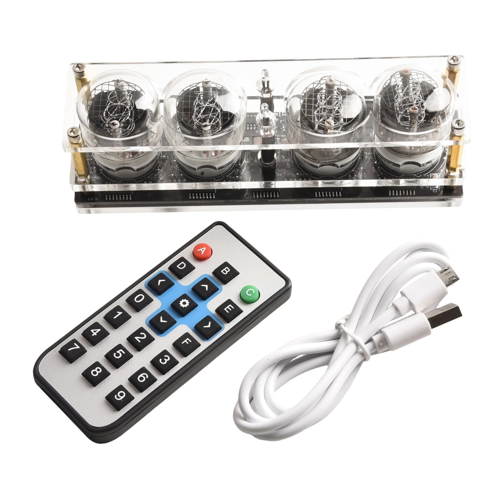 Tubo Nixie en 12 Ck de 4 dígitos LED retro digital Ck con diseño luminoso, alimentado por USB, temporizador dorativo para dormitorio, sala de estar, guardería