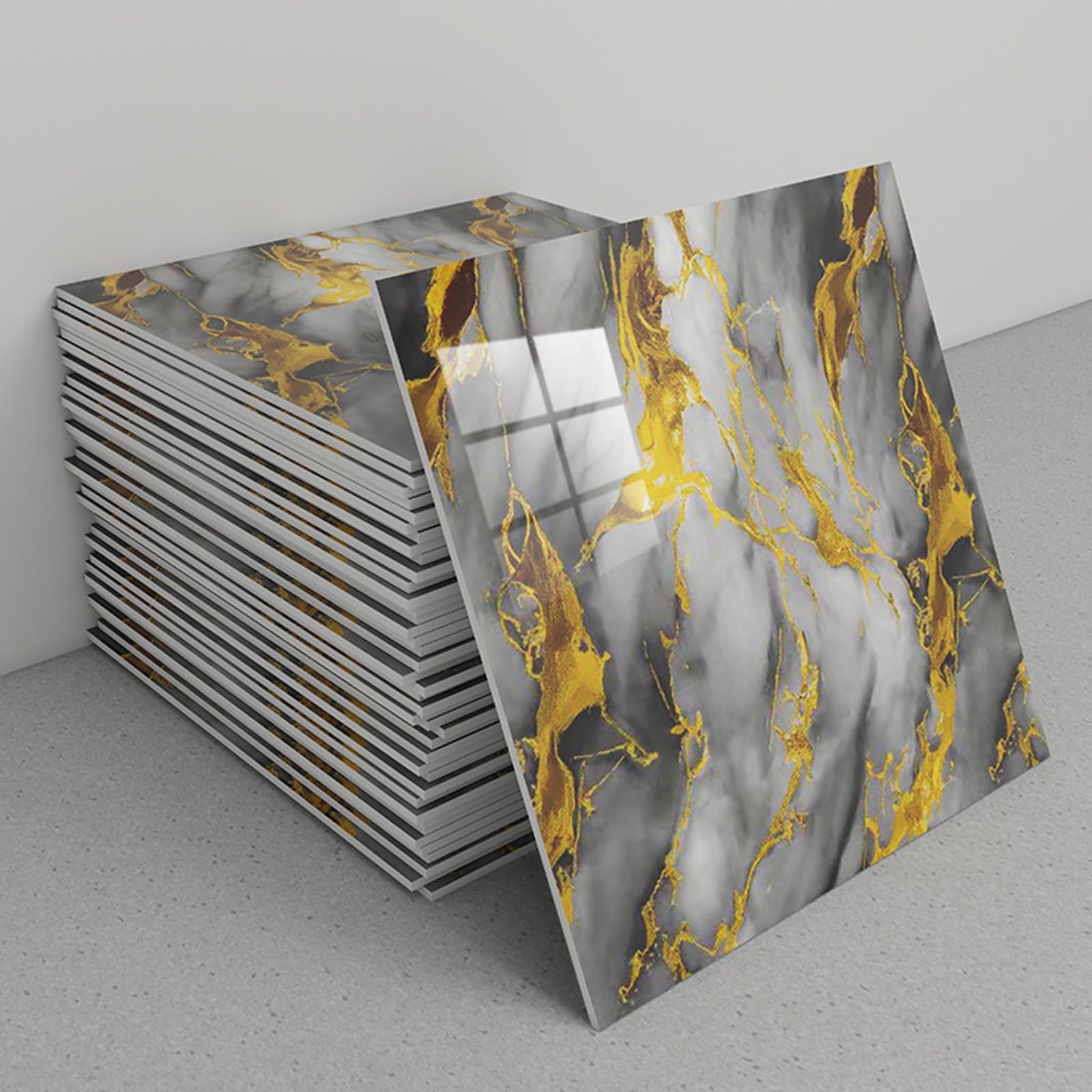 Marble Tile Stickers, Pack of 30 Marble Peel and Stick Backsplash Tiles 12x12 Inches
