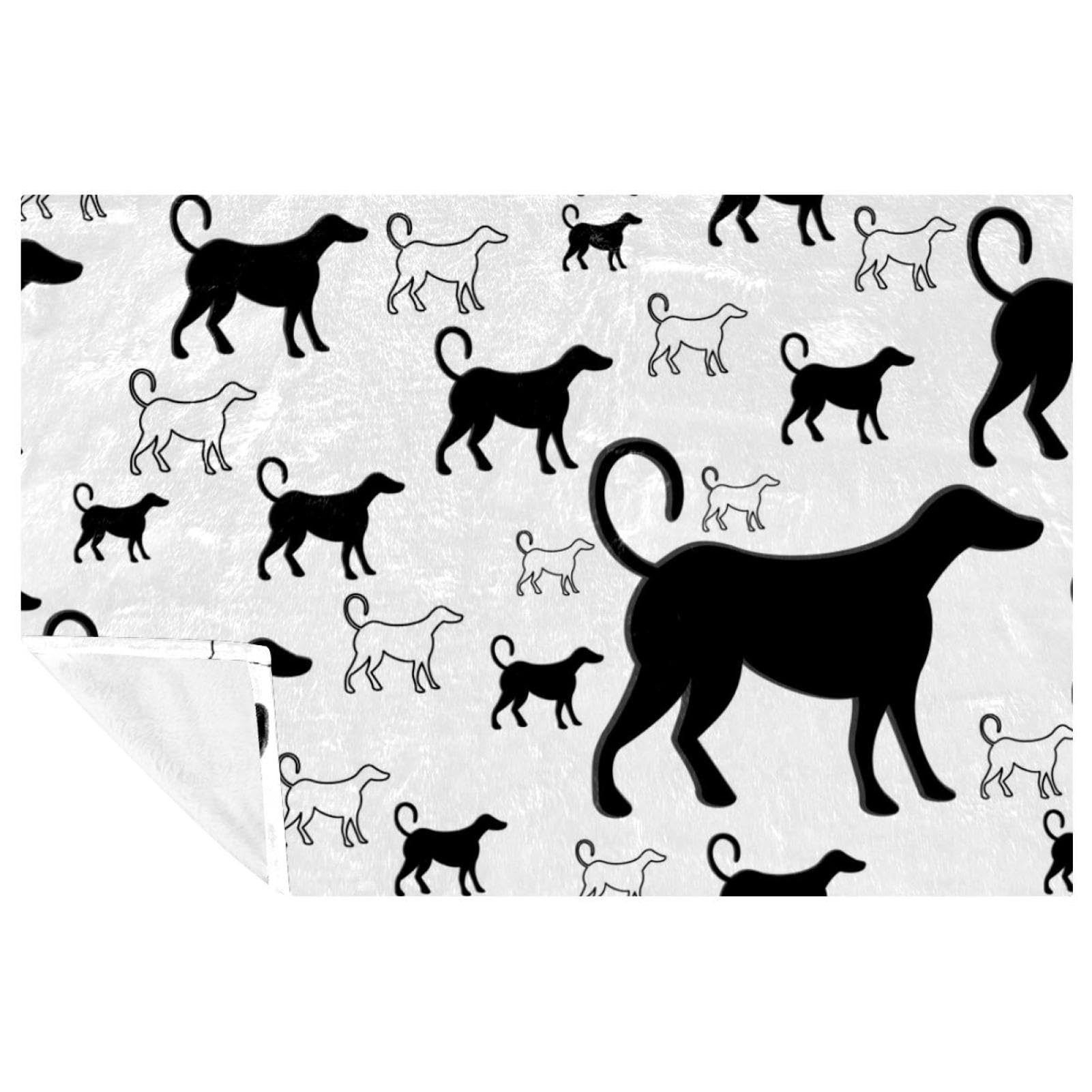 Couverture sans couture motif chien 150x100 en textile premium doux pour lit et sofa