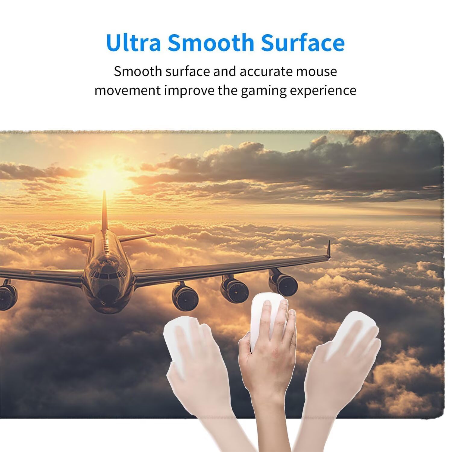 Tappetino Mouse Cloud Tappetino Gaming XXL 1000x500mm, Sottomano Scrivania Aereo Mouse Pad Migliora Accessori Gaming Precisione e Velocità, Adatto per Giochi e Ufficio Domestico, Regalo Uomo G-10971