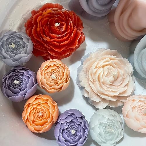 Miniatura 4 de TOPYS 2 moldes para velas de flores de peonía, molde de jabón hecho a mano con flores 3D para fondant, hecho a mano, loción, barra, crayón, crayón,