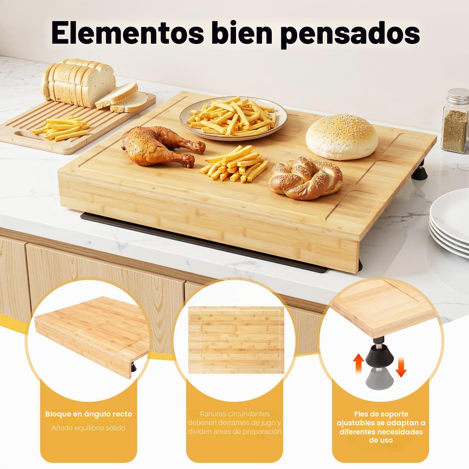 Cubierta de cocina de madera con 4 pies de apoyo extraíbles, cubierta de cocina, cubierta multifuncional, para la mayoría de cocinas de gas y eléctricas, 75 x 54 x 10 cm