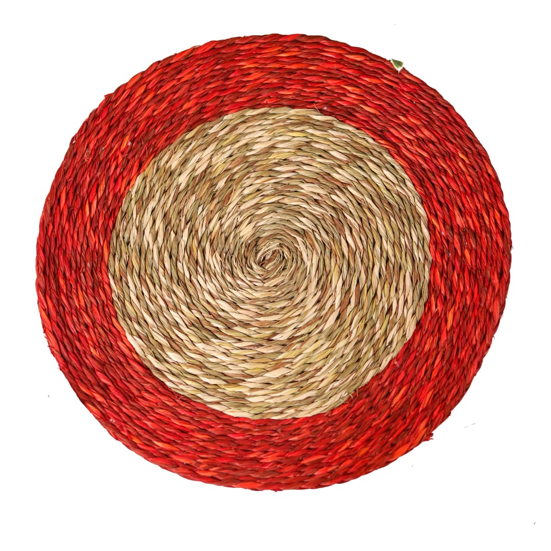 Bhumee Creations Sabai Grass Trivet | Eco-Friendly placemat | Dinning Decor (Red)