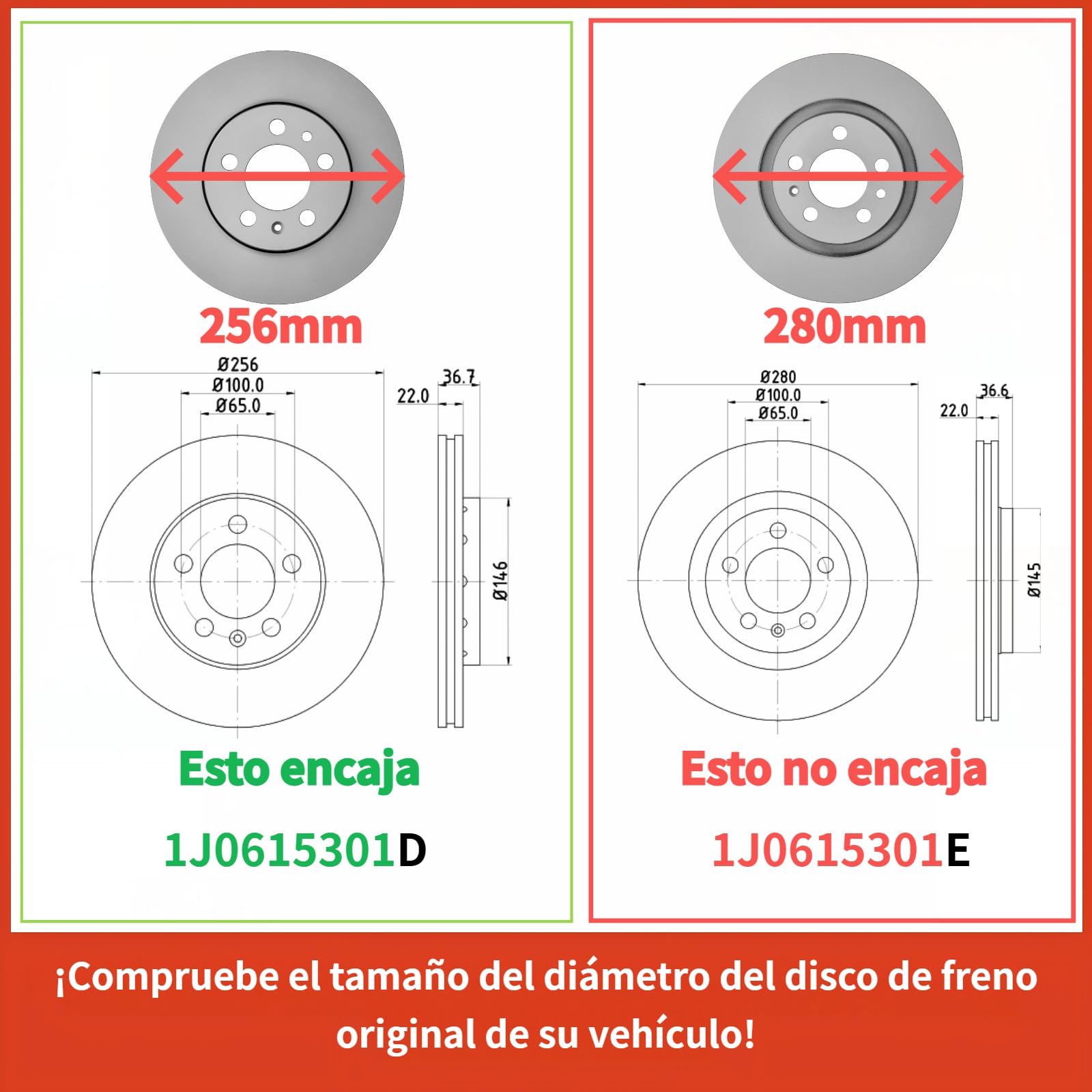 Frankberg 2 discos de freno delanteros ventilados Ø256 mm 1J0615301D | Compatible con: A1 Sportback 8XA 8XF, Polo 6C1 6R1, Habitación 5J7, NH3 rápido NK3 NK6, Variante B.o.r.a 1J6