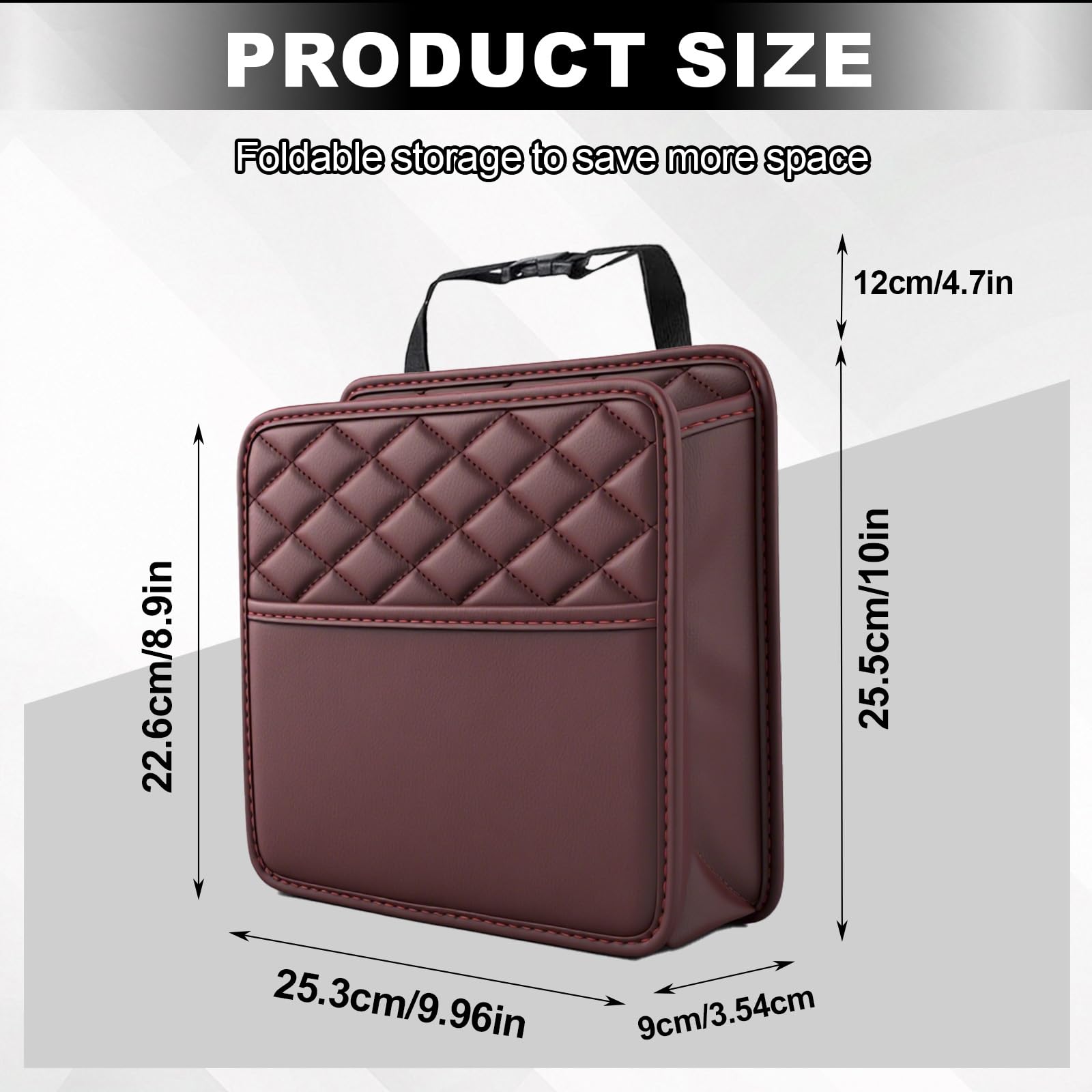 Car Back Seat Organizer,Pu Leather Seat Storage Bag,Hanging Car Tidy - Image 2