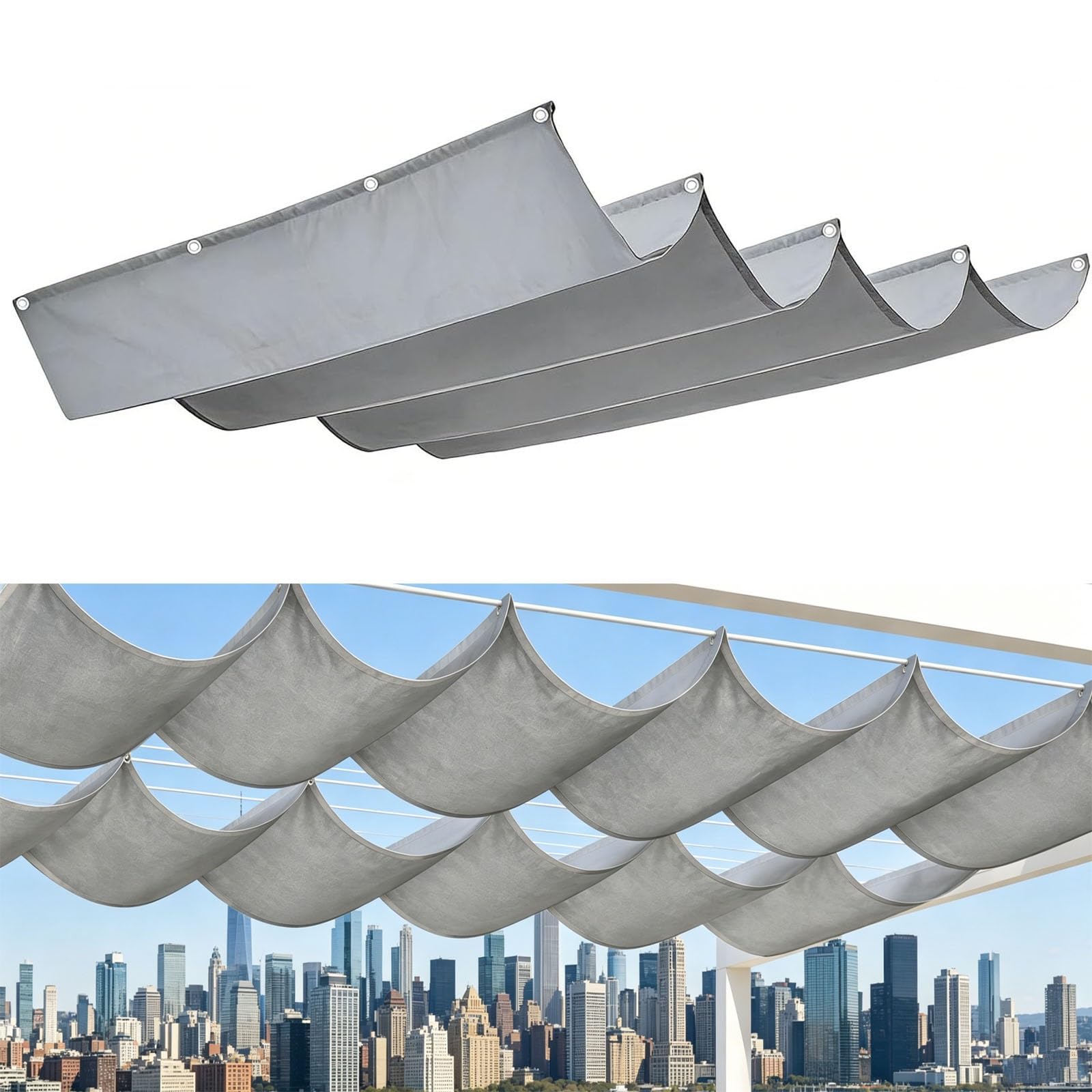 Toile pergola rétractable vague pour créer une ombre fraîche sur votre terrasse de jardin