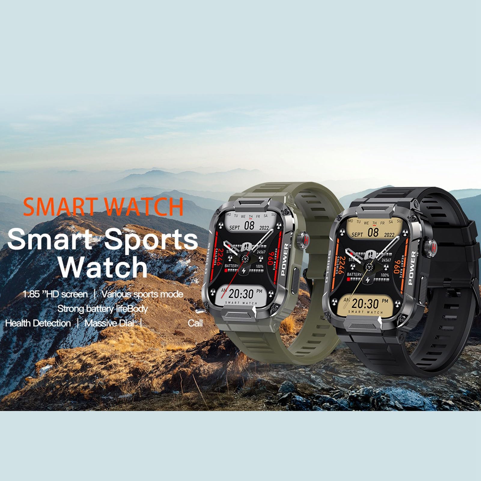 Cocoarm Reloj Inteligente Deportivo 1.85in, IP68 Bluetooth 5.2 Música