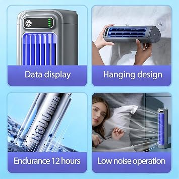 Cooling Ace - 2026 New Cooling Ace Portable Air Conditioner, 3-Speed CoolingFan Personal Evaporative Air Cooler with LED Touch Screen & USB Rechargeable for Bedroom, Office & Home (1*PC + 4 Hooks)