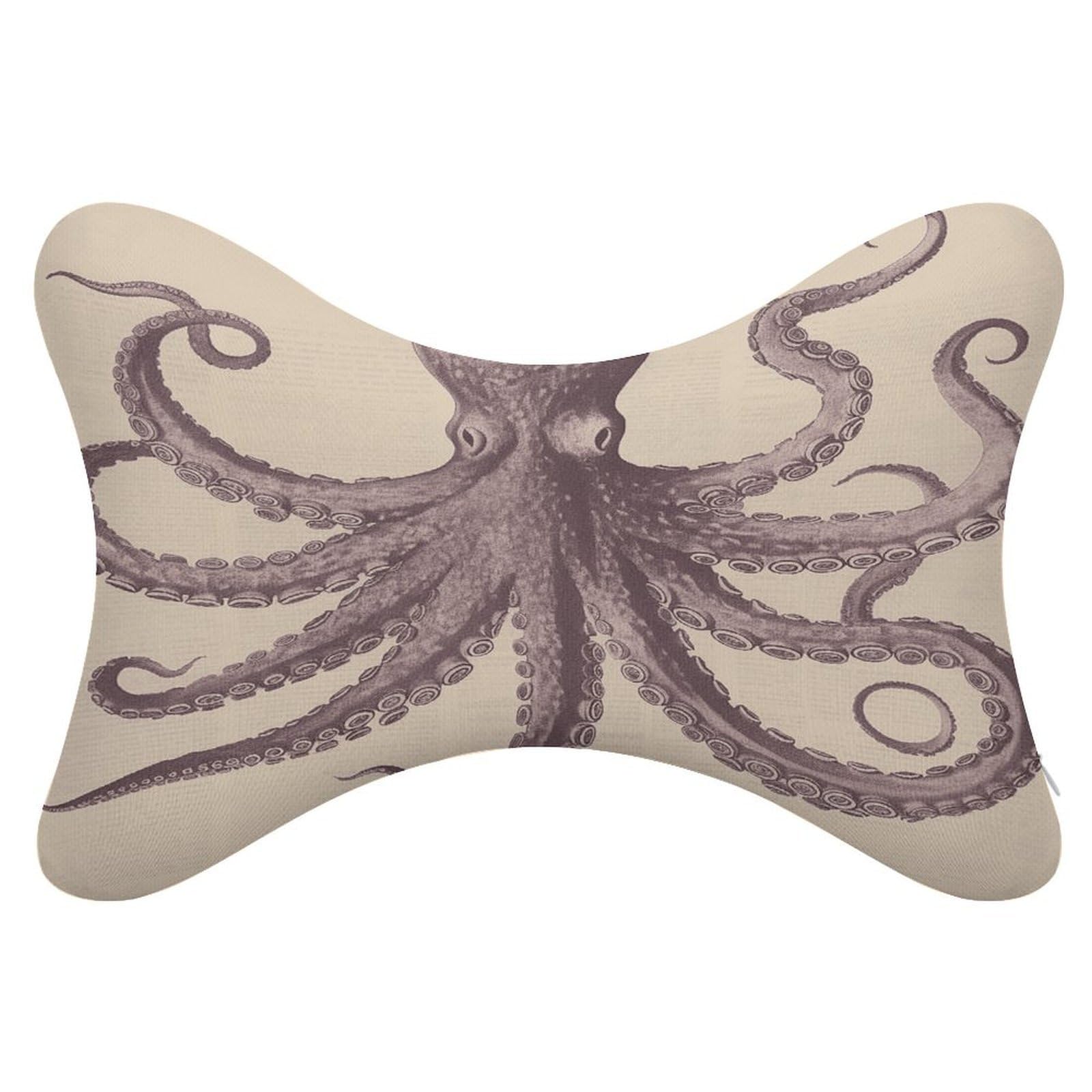 FekiLoot Vintage Octopus Car Headrest Set of 2,Softness Memory Foam Car Neck Pillow with Breathable Removable Cover Car Neck Support Pillow Ergonomic for Driving, Office