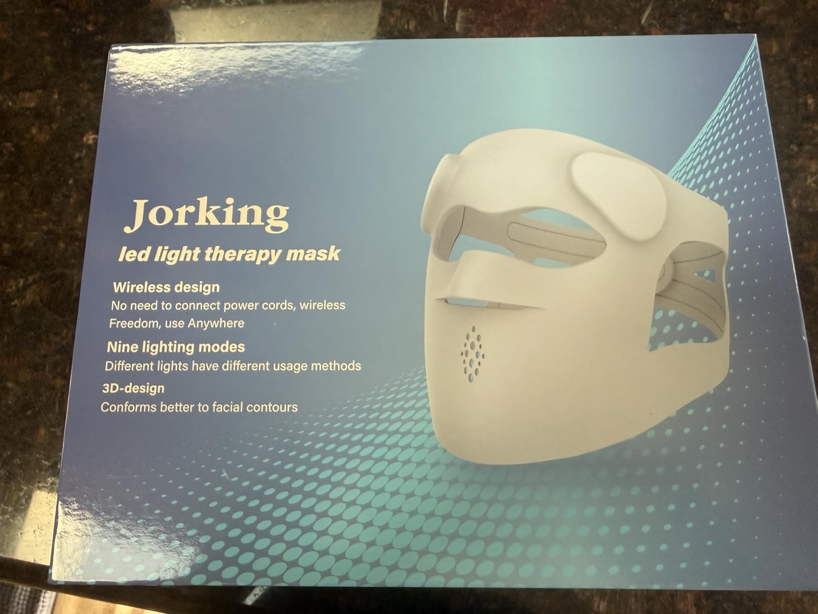 Jorking FDA-Cleared Red Light Therapy for Face,3D Cordless Liquid Silicone Infrared Mask With Adjustable Velcro,Remote Control,Two-hour Runtime,Rechargeable,for Home Skincare Routine