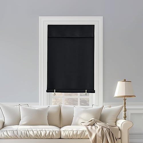 Miniatura 8 de NICETOWN Cortinas opacas cortas negras para puerta francesa, cortinas de puerta con luz lateral, cortinas portátiles ajustables con aislamiento