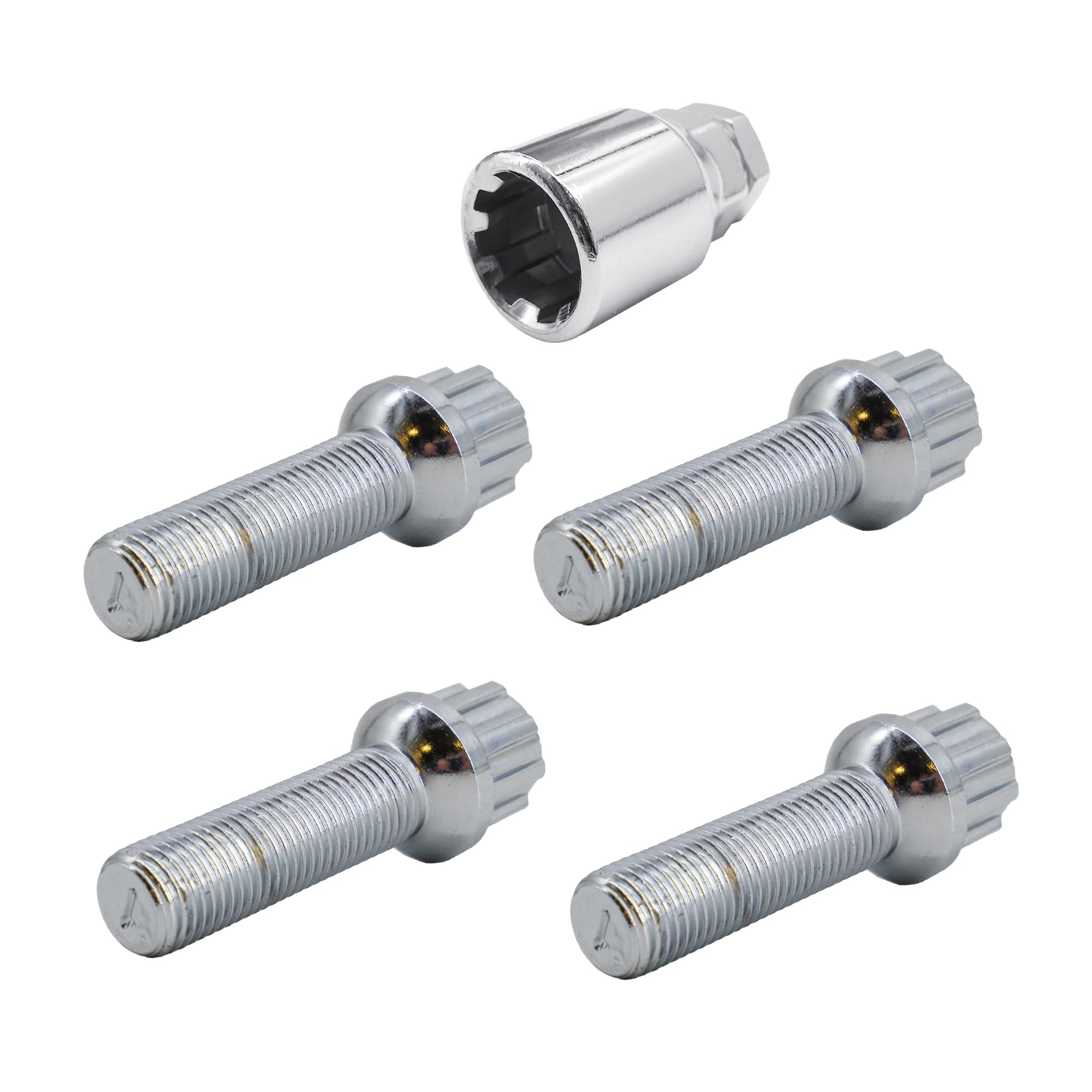 Simoni Racing BRA/77 Kit 4 Bulloni Antifurto - Bulloni antifurto per Ruote Chiave 17-19 M14x1.5 Lunghezza 45 mm