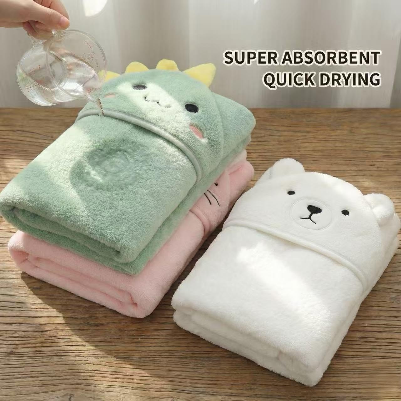 Hooded Baby Towel - 3 Pack Premium Soft Bath Towel for Baby, Newborn,Infant - Ultra Absorbent,Natural Baby Stuff Towel, Soft Coral Velvet Coral Fleece Bath Towel for Boys and Girls