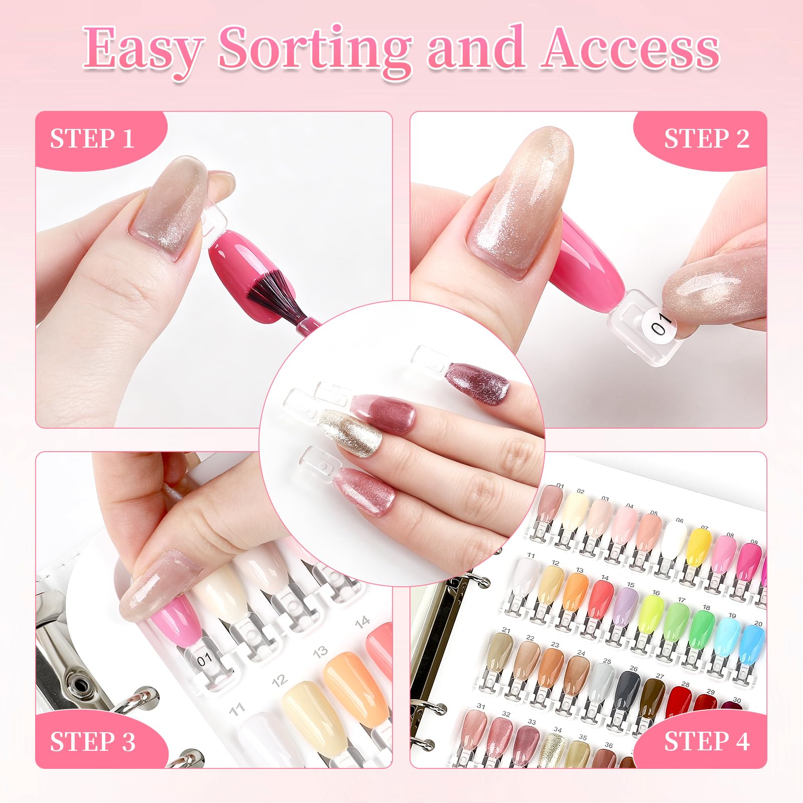 150 Nagelfarben-Präsentationsbuch mit transparenten Nagelspitzen, professionelles Nagelmusterbuch für Gel-Nagellack, Farbmusterkarten, Übungskarte für Nagelstudios und DIY-Nagelkunst