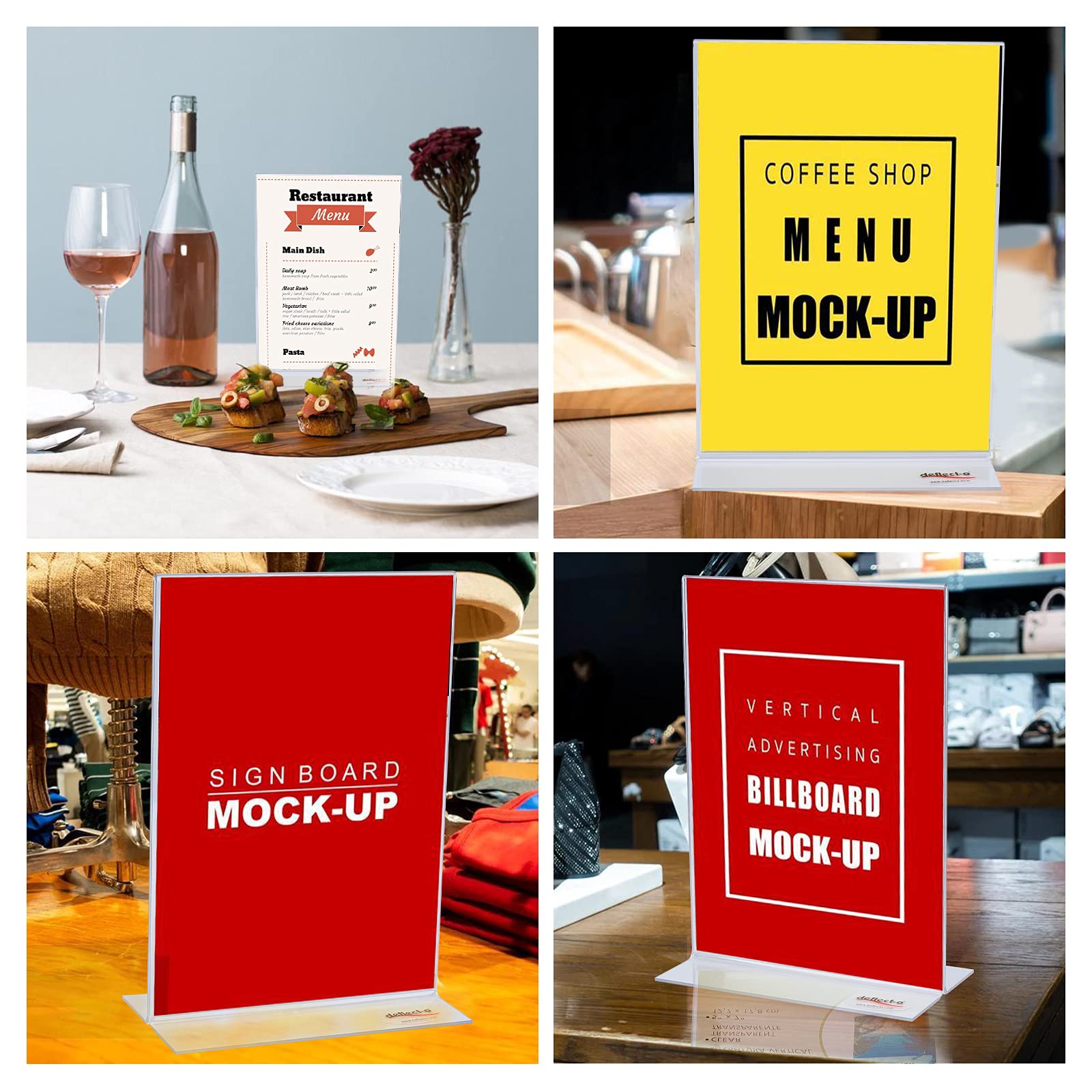 NBEADS 4pz Display per Poster in Acrilico, Supporto per Menu Trasparente per Poster Espositore per Clip A Doppia Faccia A Forma di T Supporto per Ristoranti pubblicità Listino Prezzi Istruzioni