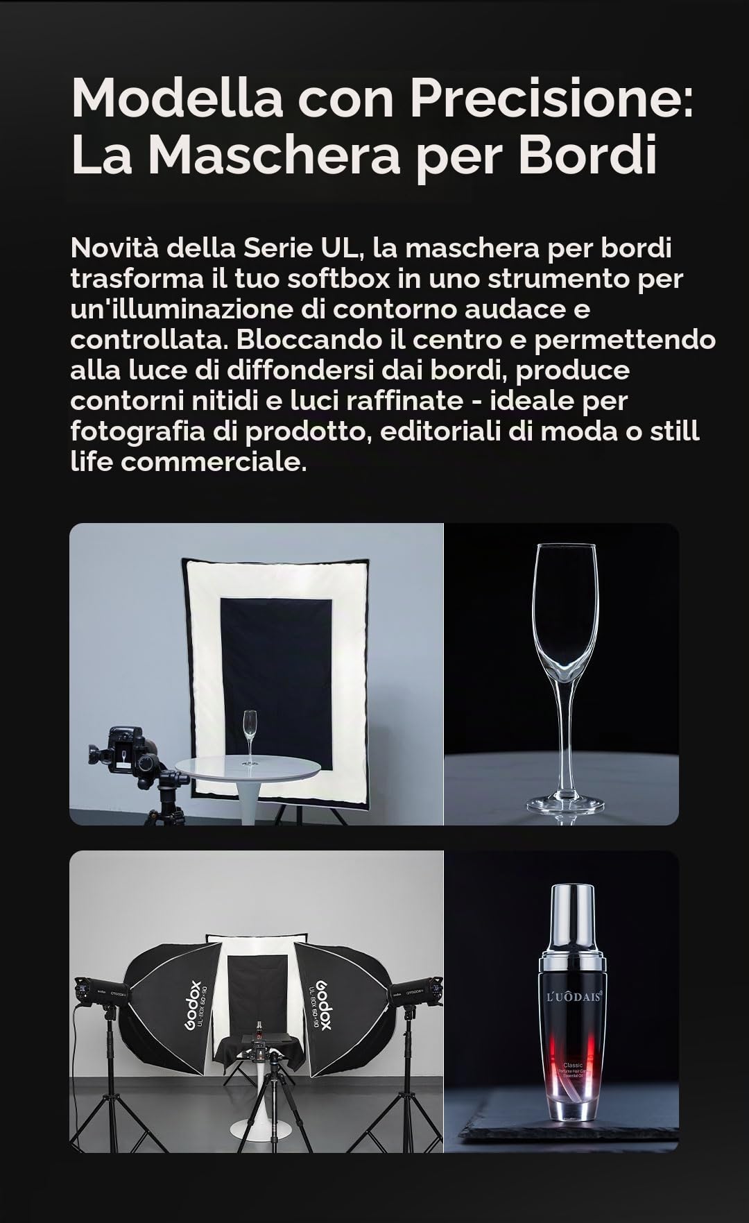 Godox Softbox UL-30x90 Strip 30x89,9 cm con supporto Bowens | Ombrello a sgancio rapido con griglia e deflettore per un controllo preciso della luce, ideale per illuminazione e fotografia