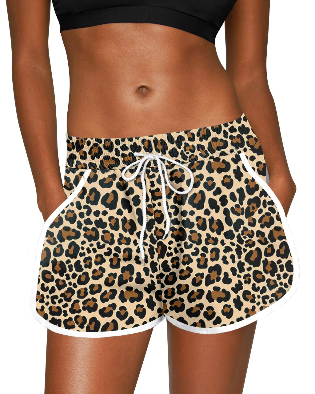 For G and PL Women Summer Floral Beach Boardshorts with Pockets Swim Trunks