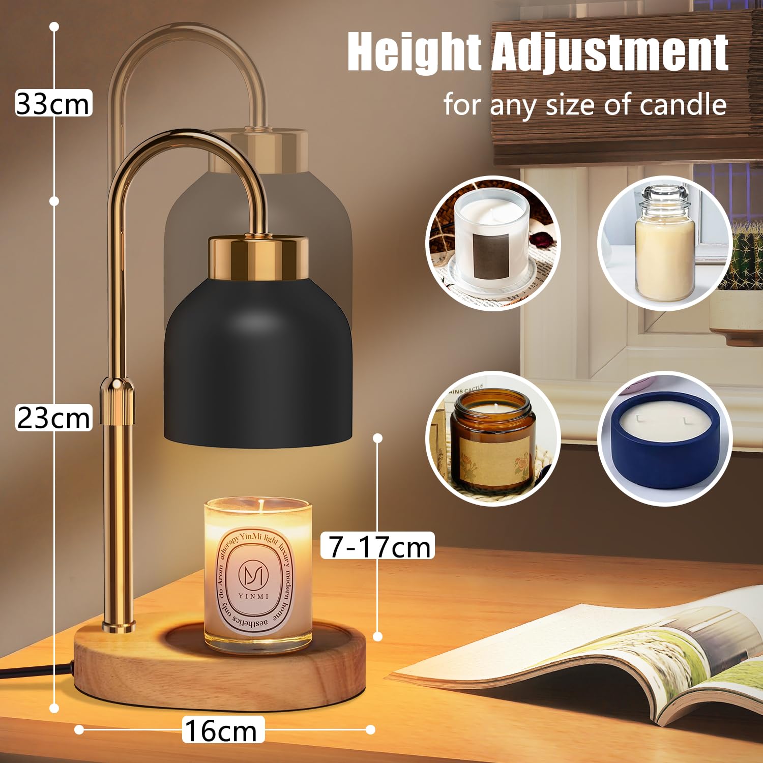 Loowoko Lampada Scalda Candela Lampada Aroma Diffusore Elettrica con Timer e Dimmer Scaldacandela Vintage con 2 Lampadine