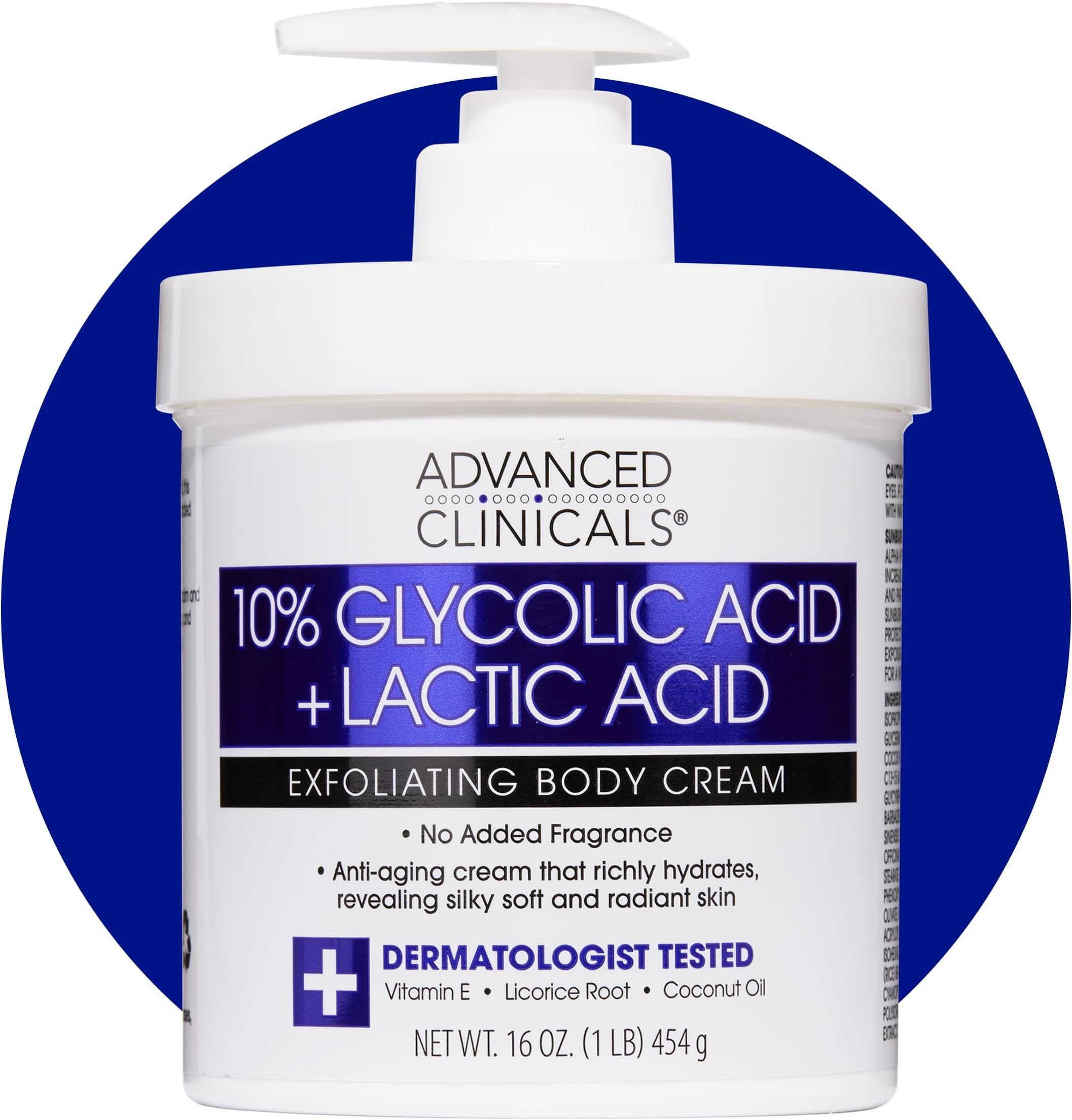 10% Glycolic Acid + Lactic Acid Lotion Exfoliant Moisturizing Cream With Hyaluronic Acid Moisturizer | AHA Exfoliating Body Cream Improves Look Of Uneven Rough Skin Texture, 16 Oz