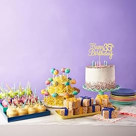 Gyufise 1Pc Happy 35th Birthday Cake Topper Glitter 35th Birthday Cake Pick Cheers to 35 Years Old Thirty-five Fabulous Cake Decorations for 35th Birthday Theme Party Supplies Gold