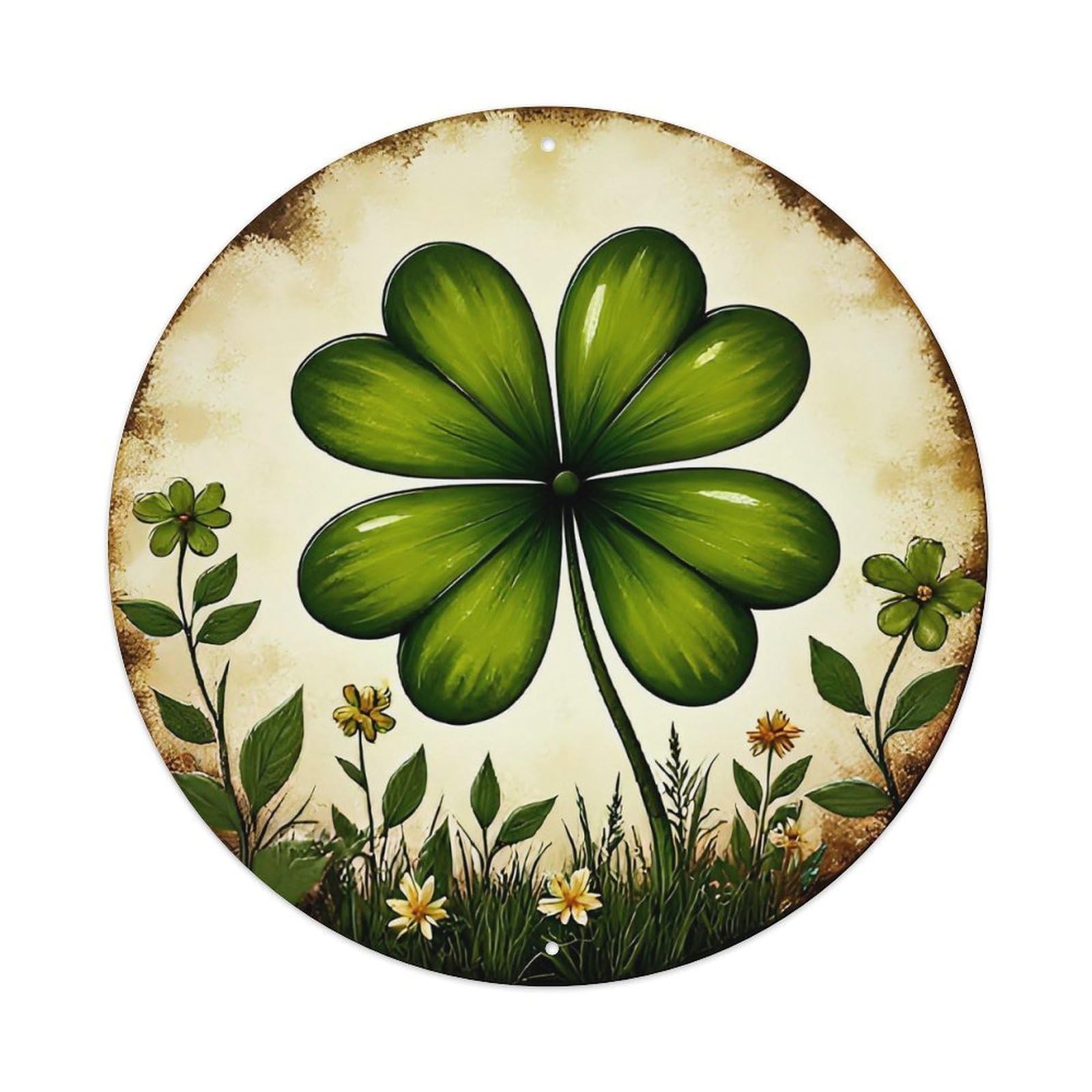 Jdyansheng Vintage Green Four Leaf Clover Design Tin Sign Metal Poster Metal Signs For Home Man Cave Bar Cafe Kitchen Laundry Room Wall Decorations 8X8 Inches