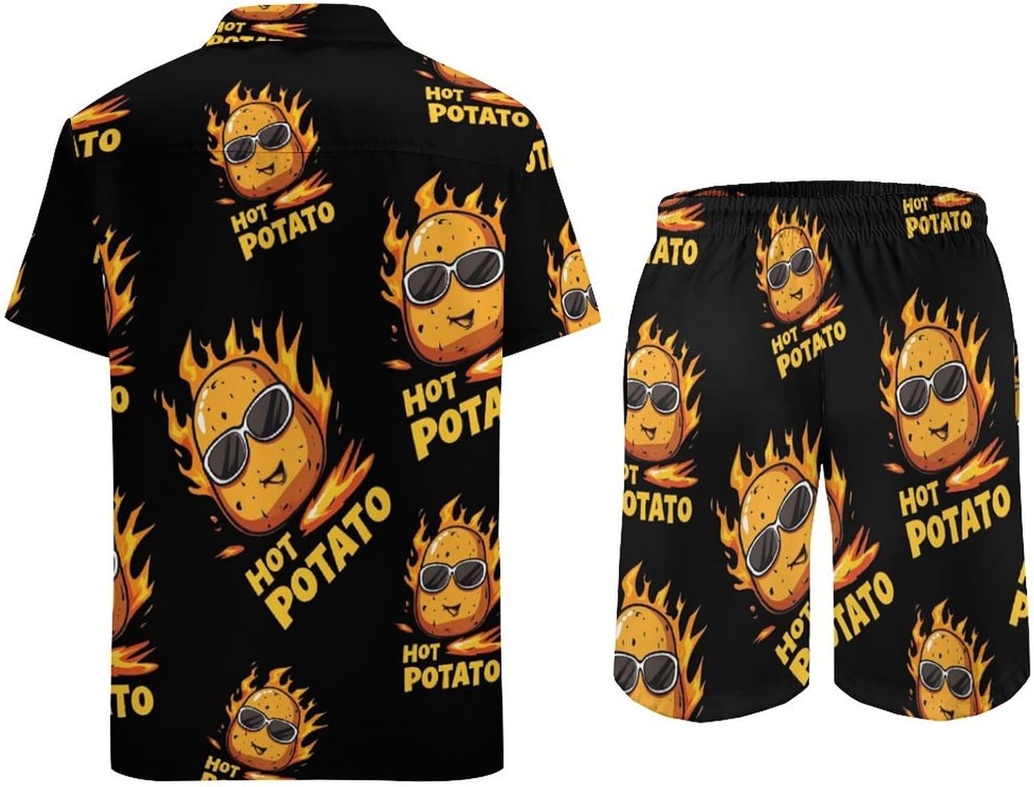 Hot Potato Men's Summer Beach 2 Piece Outfits | hawaiian button down shirt and shorts,vacation cruise,mens bathing suit