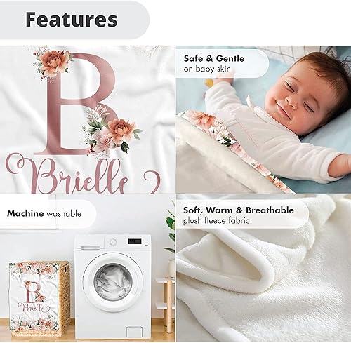 Miniatura 2 de MDPrints - Mantas de bebé personalizadas para niñas, mantas de bebé personalizadas para niñas, manta de bebé con nombre, forro polar de felpa suave