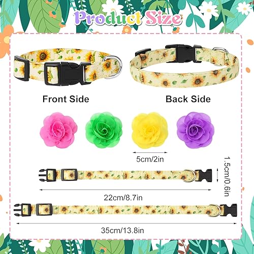 Miniatura 2 de XLSXEXCL Paquete de 4 collares de flores para perros y hembras con flores extraíbles, ajustables, de seguridad, para cachorros, hembras, perros