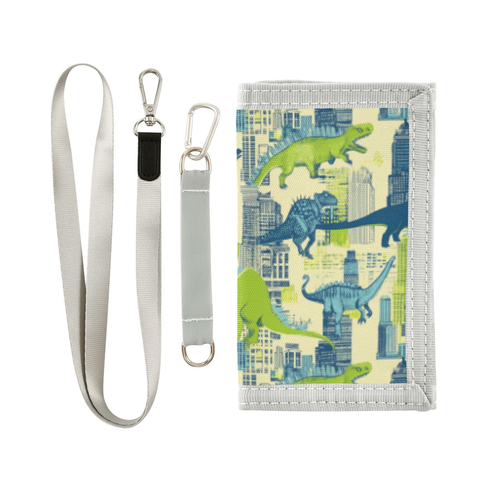 Wusikd Dinosaurs Green Blue Kids Wallet for Boys Girls Toddler Trifold Wallet Novelty Wallet for Teens Women Men