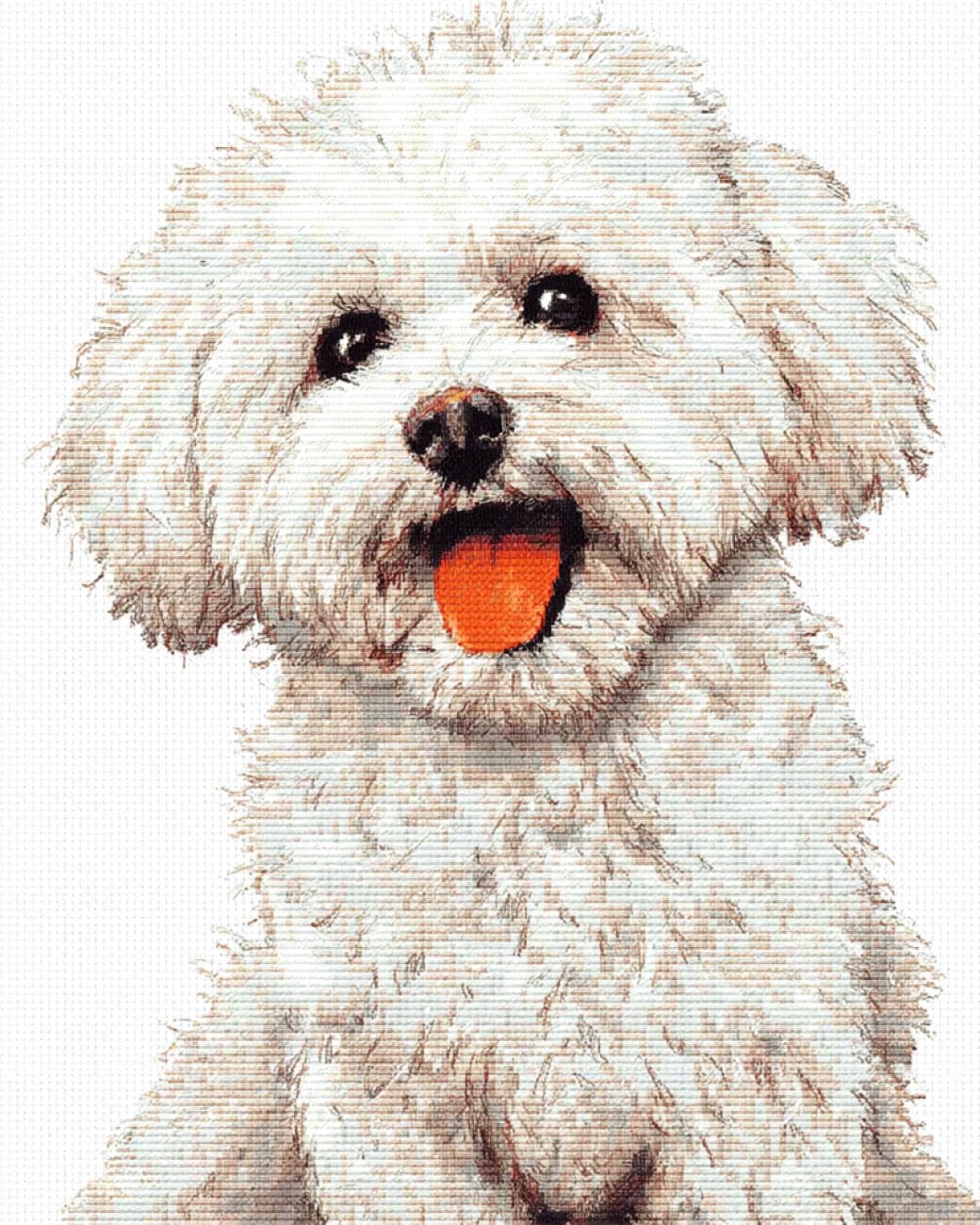 RKFLGEW DIY Embroidery Set Cartoon White Dog 40x50cm