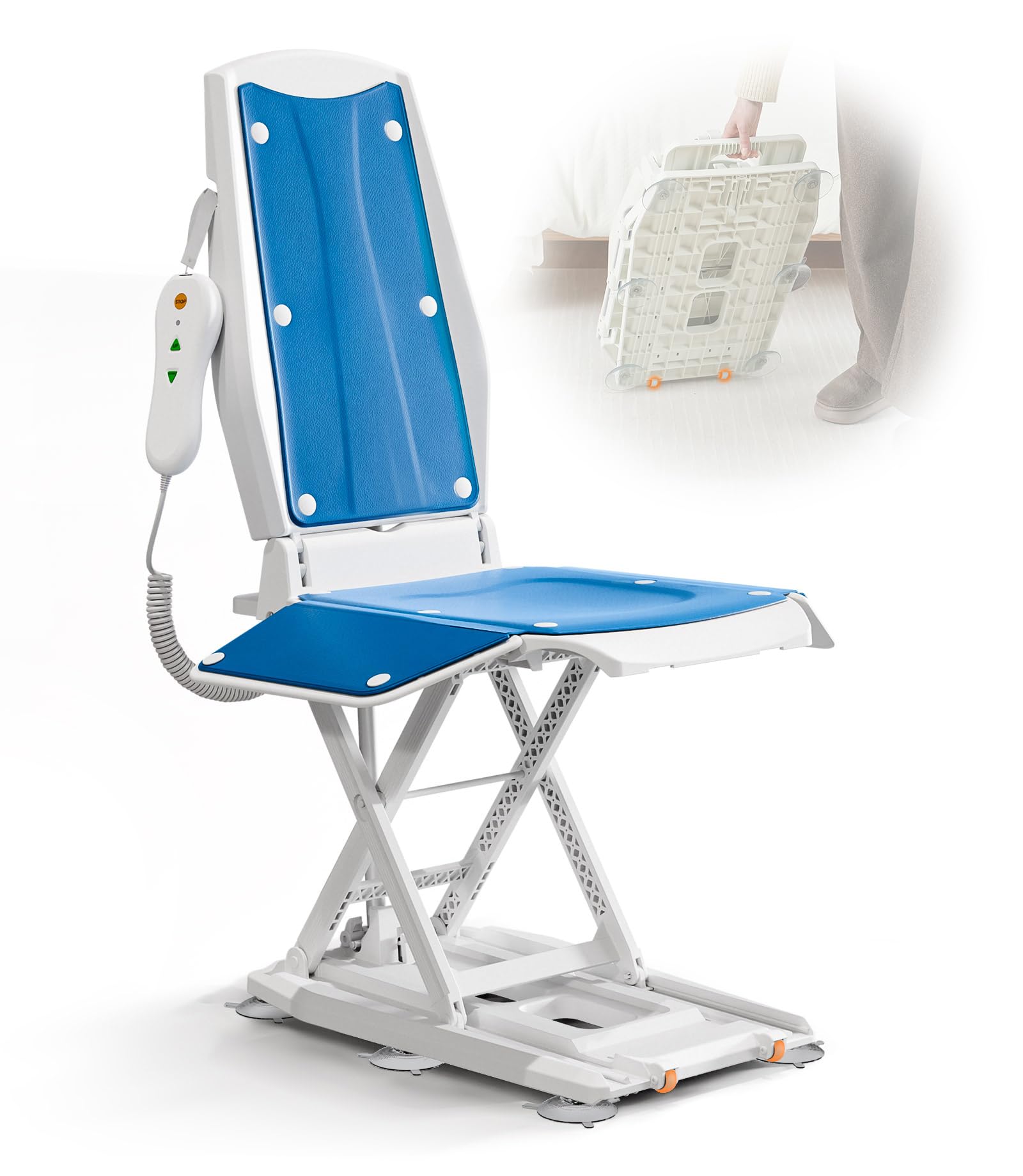 VOCIC Fauteuil releveur électrique avec roulettes, Pliable | Senior domicile aide mobilité, assistance après chute, siège relevage sol, transfert canapé lit fauteuil roulant 140KG