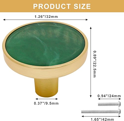 Miniatura 9 de 12 pomos dorados para cajones de tocador, pomos de latón cepillado para cajones, pomos de tocador, pomos dorados de 1-14 pulgadas para gabinetes de