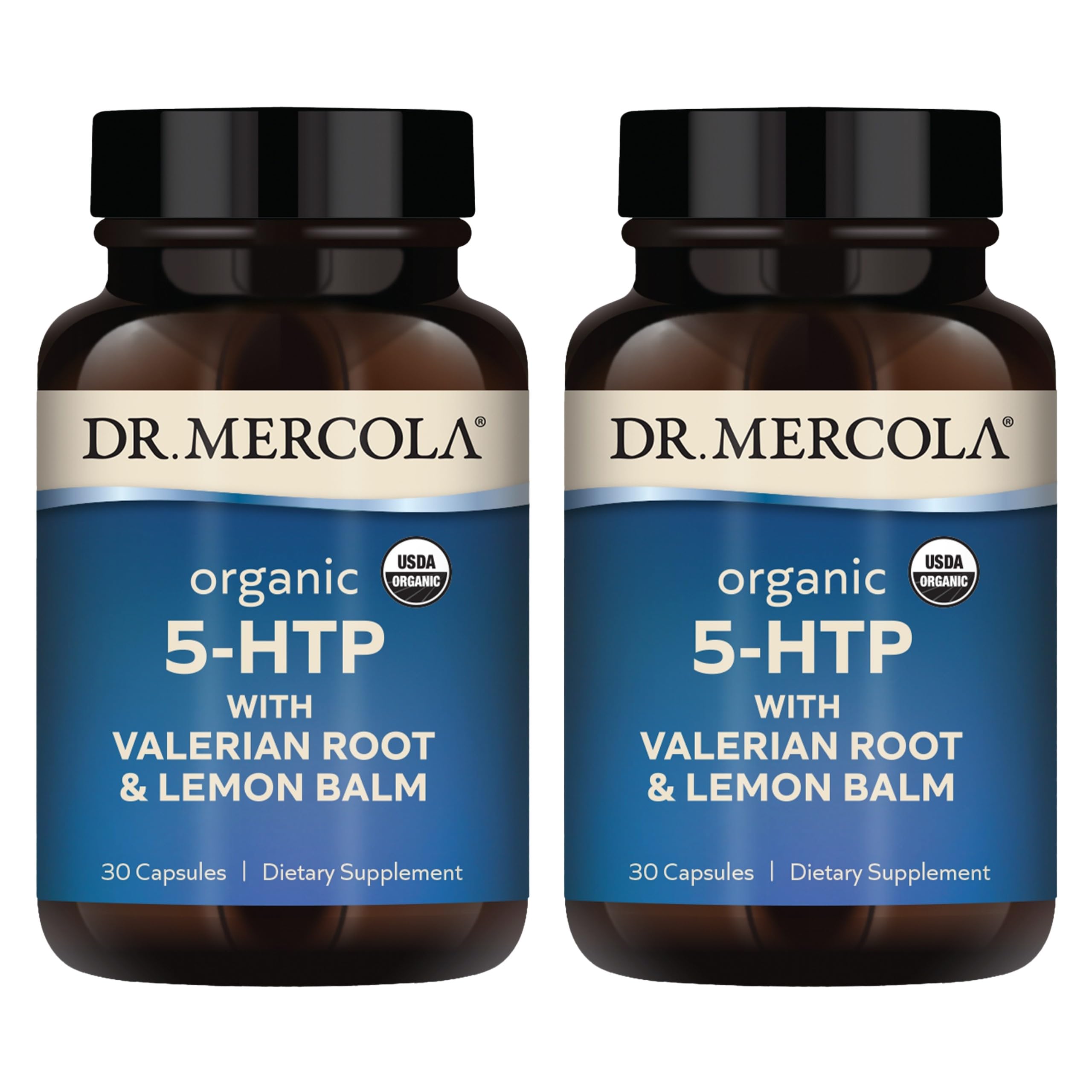 Dr. Mercola Organic 5-HTP with Valerian Root & Lemon Balm, 30 Count, 2 Pack 30 Count (Pack of 2)