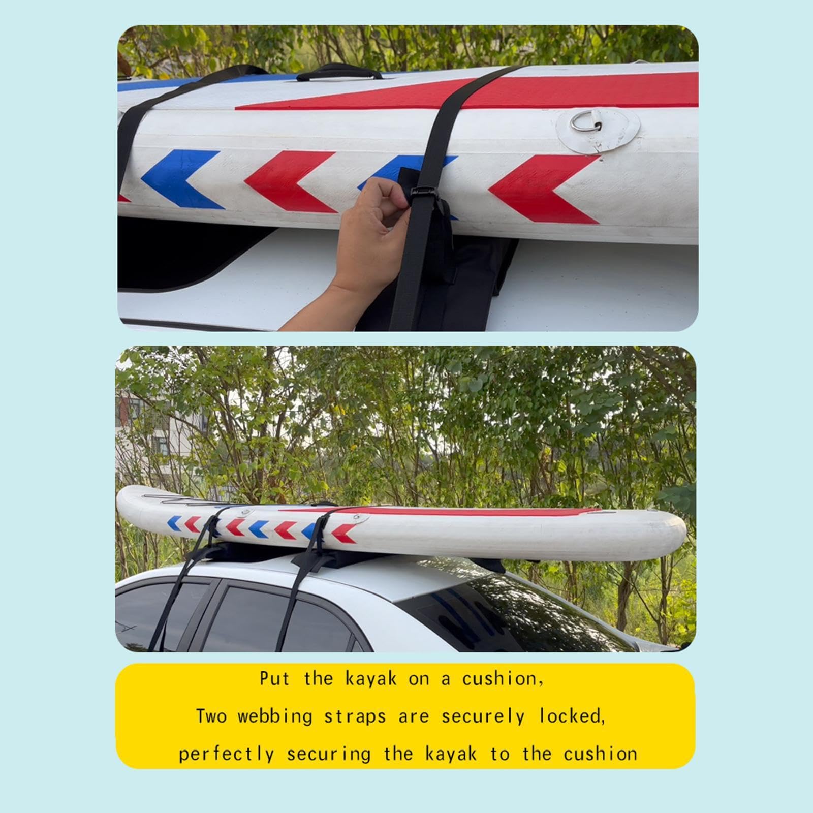 Universelle, weiche Dachgepäckträger Polster, einfache Montage, Zubehör für Kajak und Surfbrettträger, Gepäckträgersystem für Autos, universelle, tragbare,