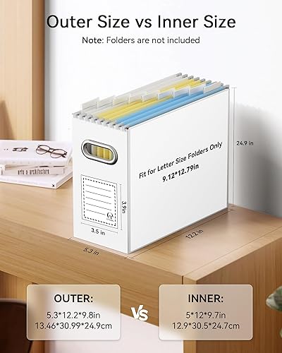 Vista 48 de Oterri - Organizador de archivos, caja de almacenamiento pequeña, organizador de cartón, caja plegable para colgar carpetas, tamaño carta