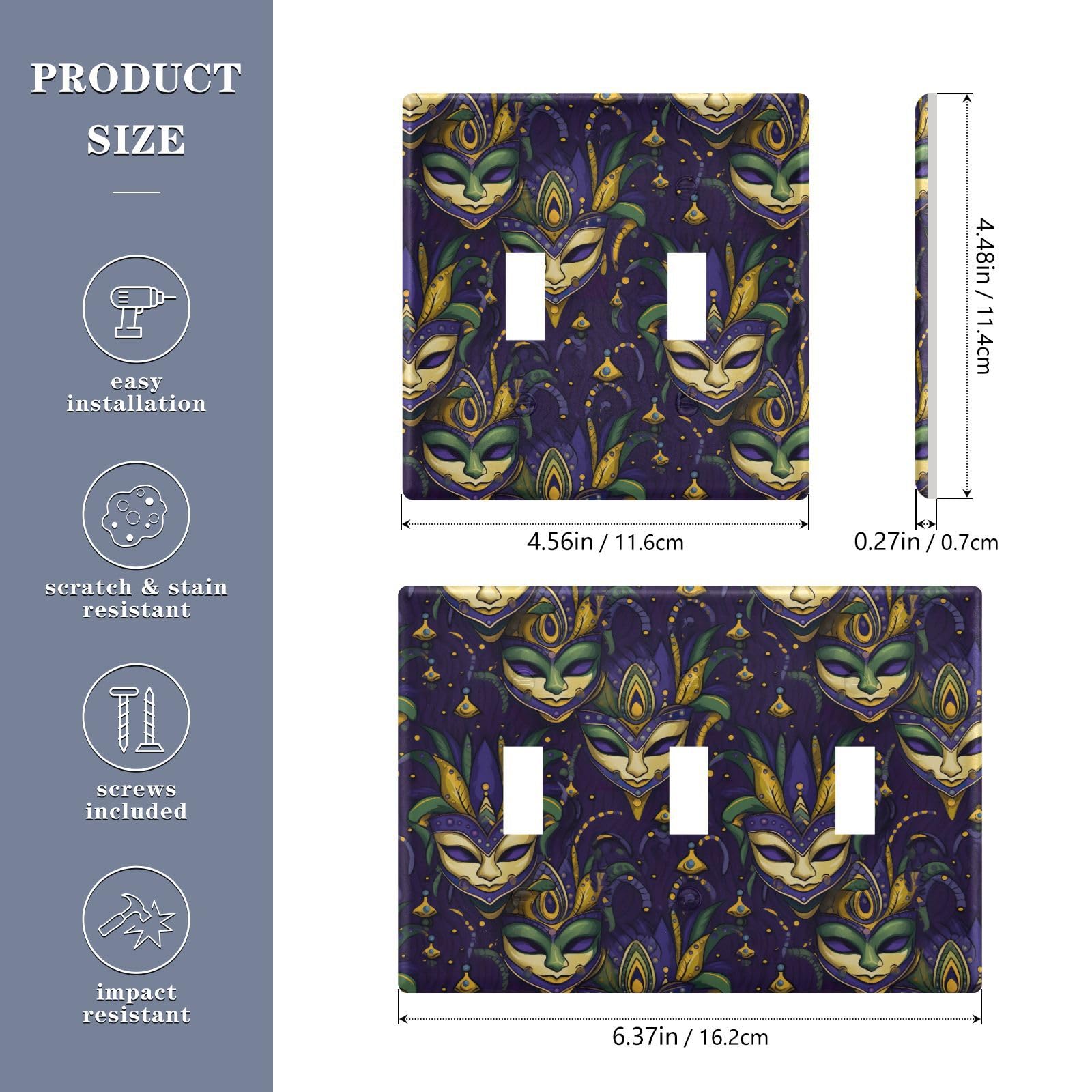 UMIRIKO Mardi Gras Mask Light Switch Cover Plate Covers Decorative Double Toggle Home Decor 202a8570