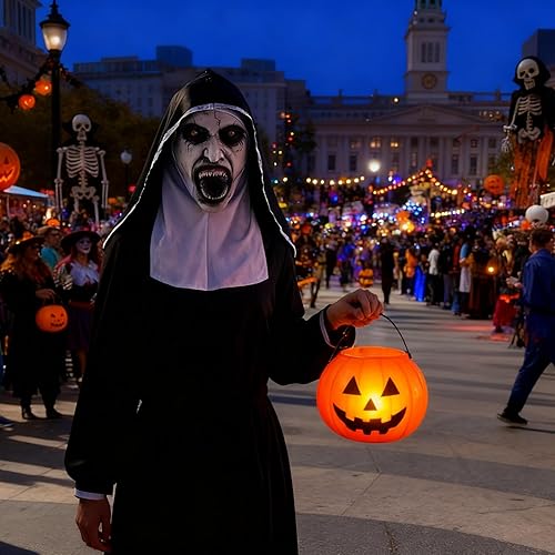 Miniatura 2 de Máscara de Halloween para adultos, máscara de zombi, máscara de vampiro, reutilizable con cintas elásticas ajustables para las orejas, máscara de
