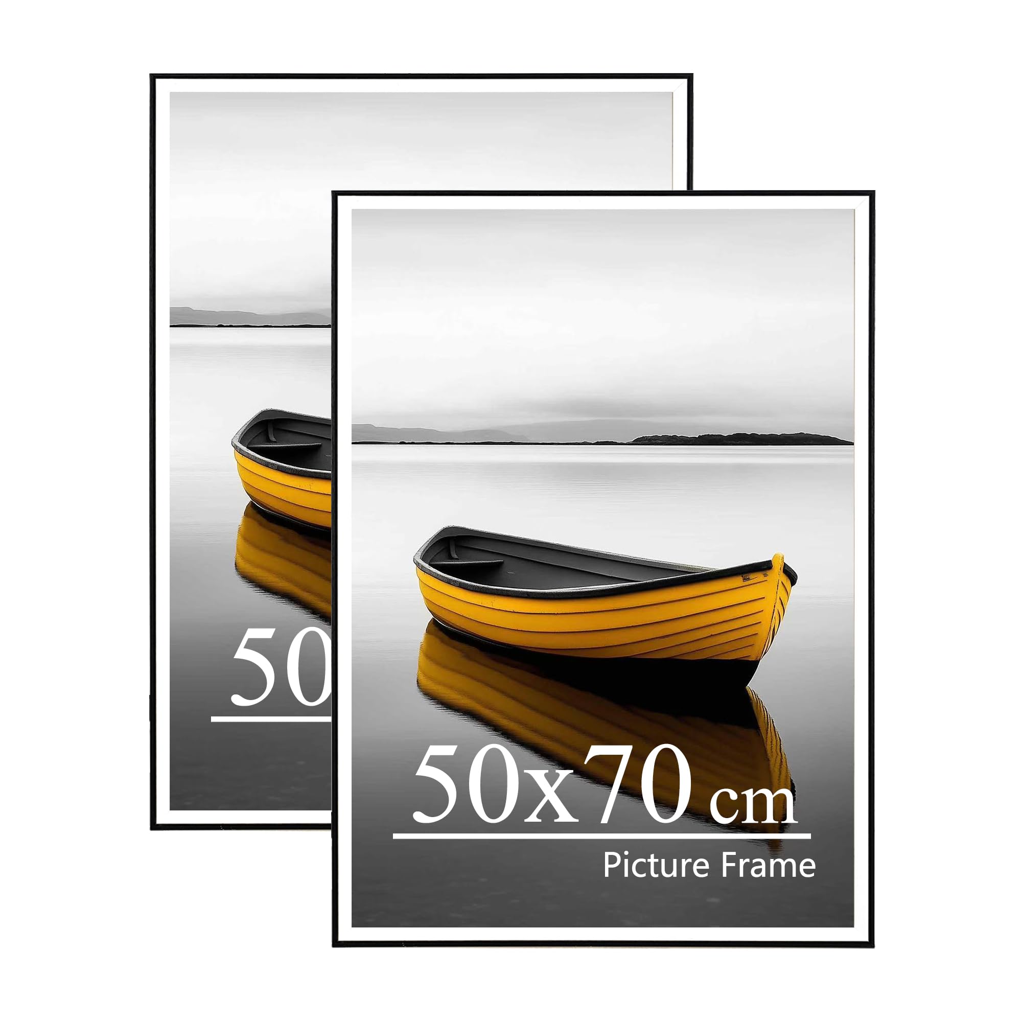 Baoee 50x70 Black white Picture Frame,Set of 2,photo frame with acrylic glass,Poster Frame