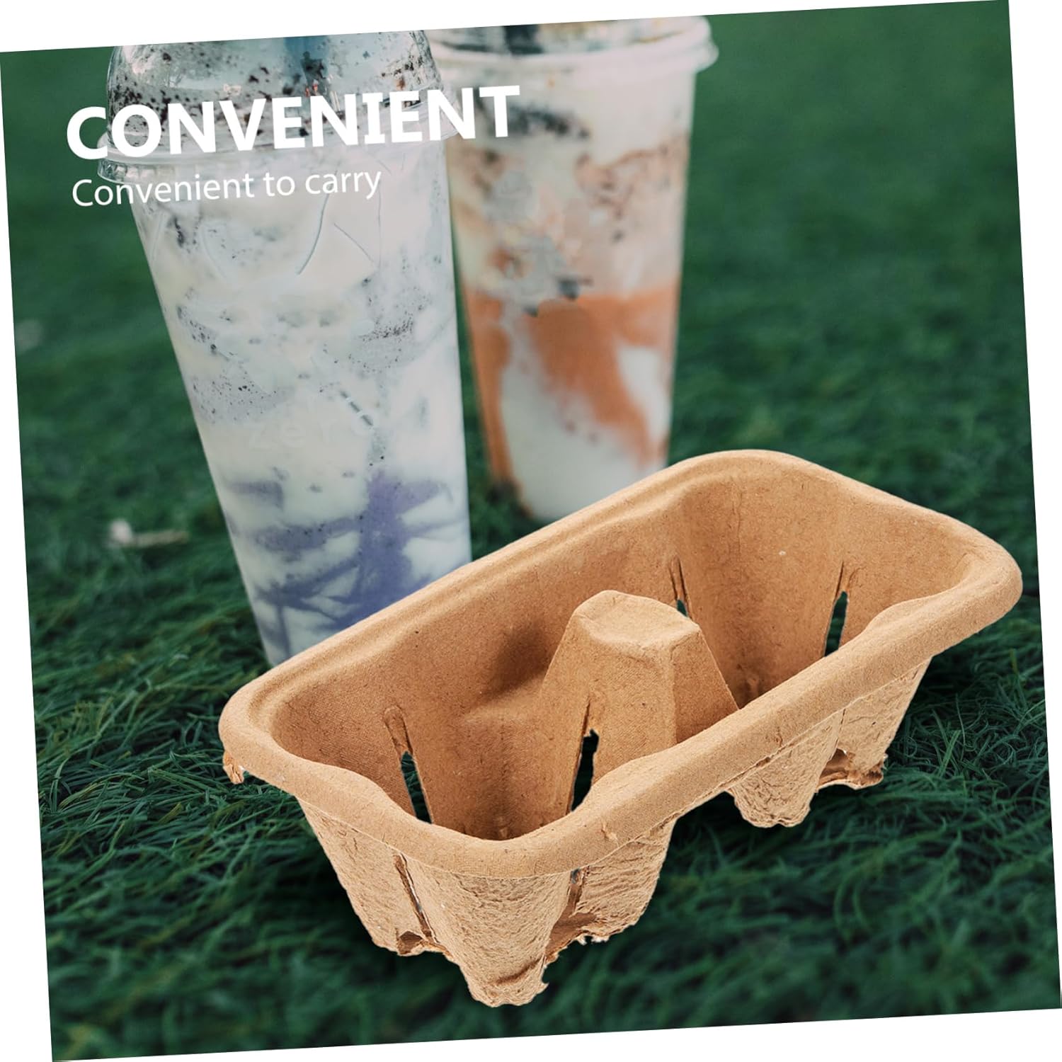 PRETYZOOM 50pcs Coffee Cup Carrier Tray Drink Holder with Slots for Takeout Beverages Sturdy Paper Design for Safe Transport for Picnics