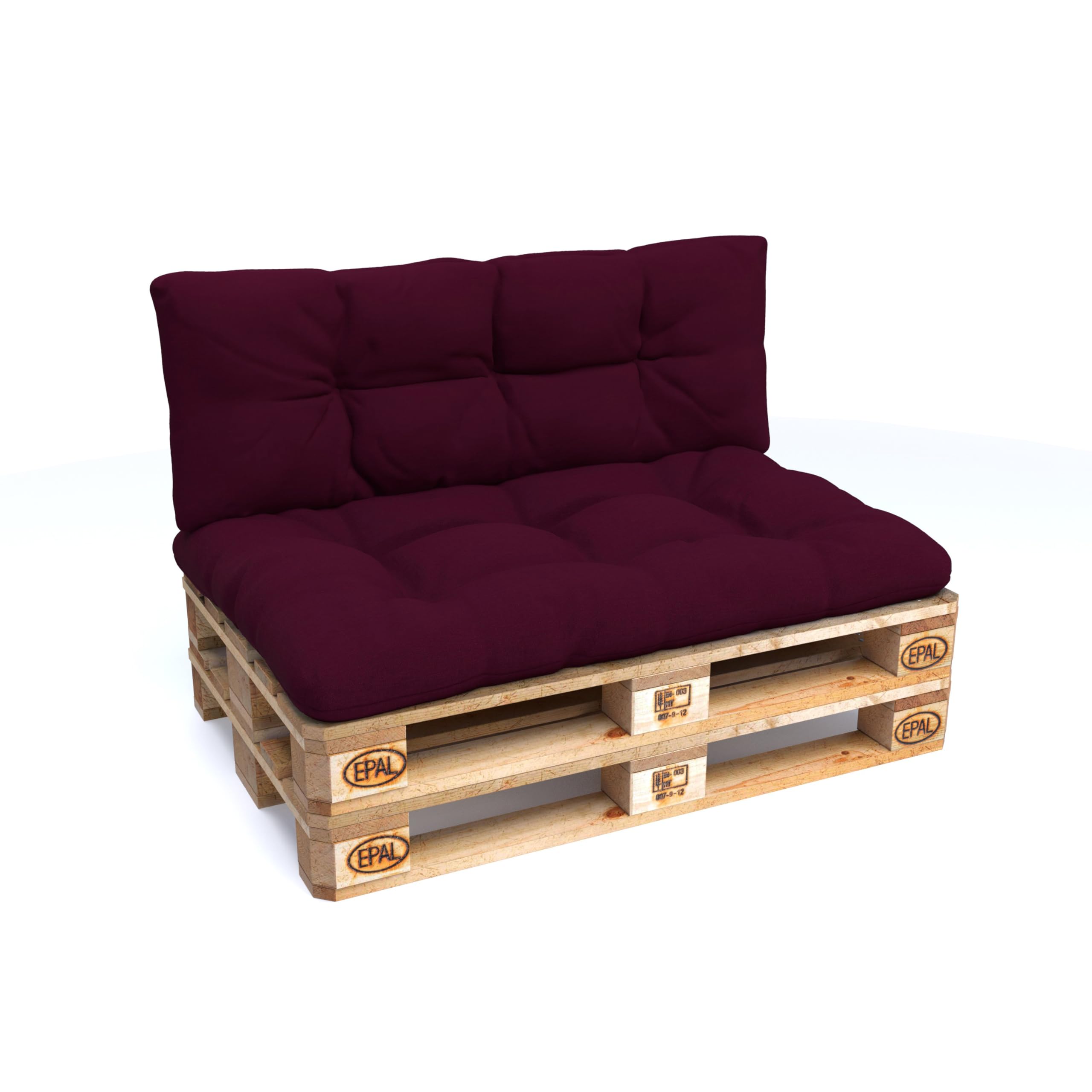 POKAR Euro Pallet Quilted Pillow - Set of 2: Seat Cushion 120 x 80cm + Back Cushion 120 x 40cm, Garden Pillows Sofa, Patio, Without Pallets, Violet — image 1