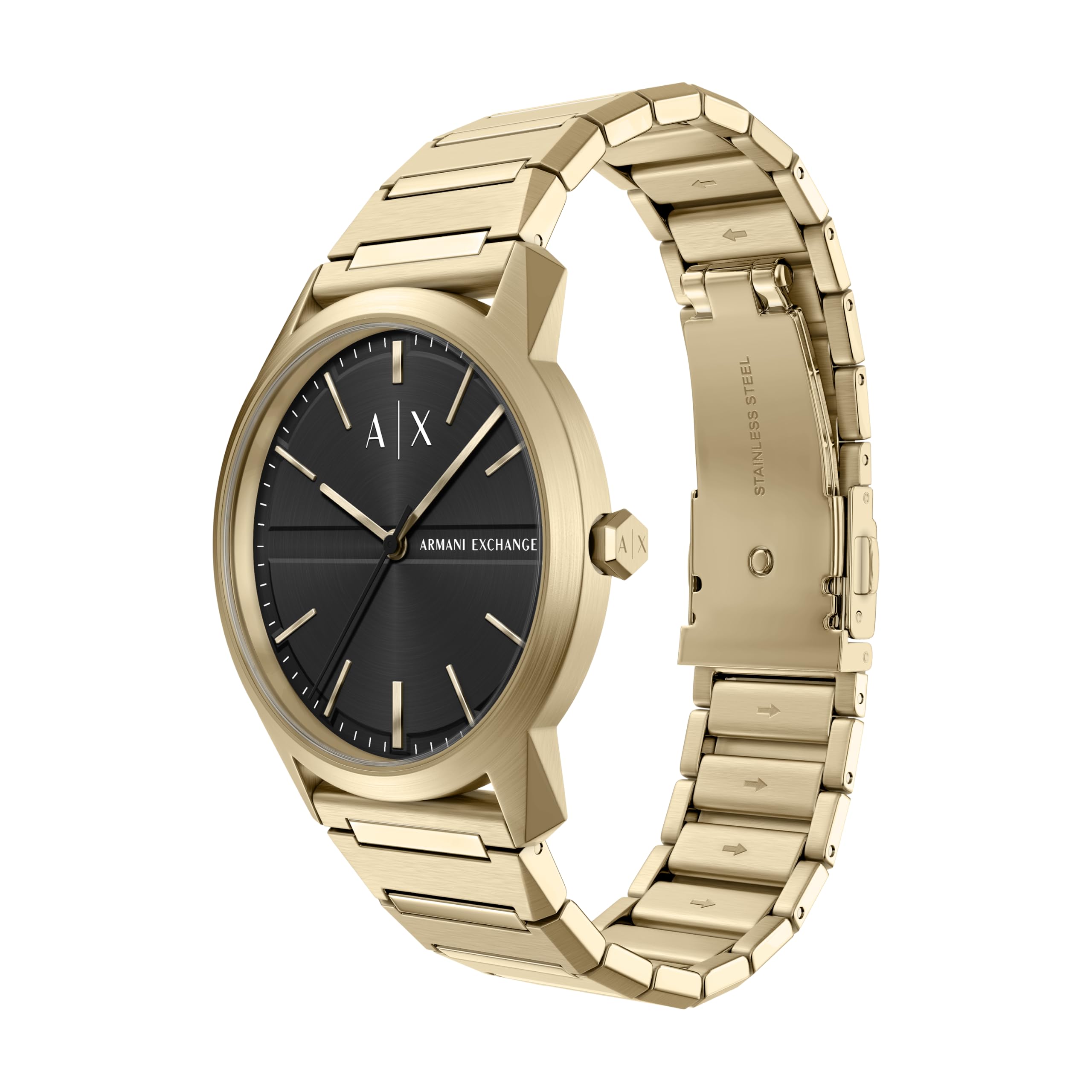 Armani Exchange A|X - Orologio da uomo a tre lancette in acciaio inossidabile dorato