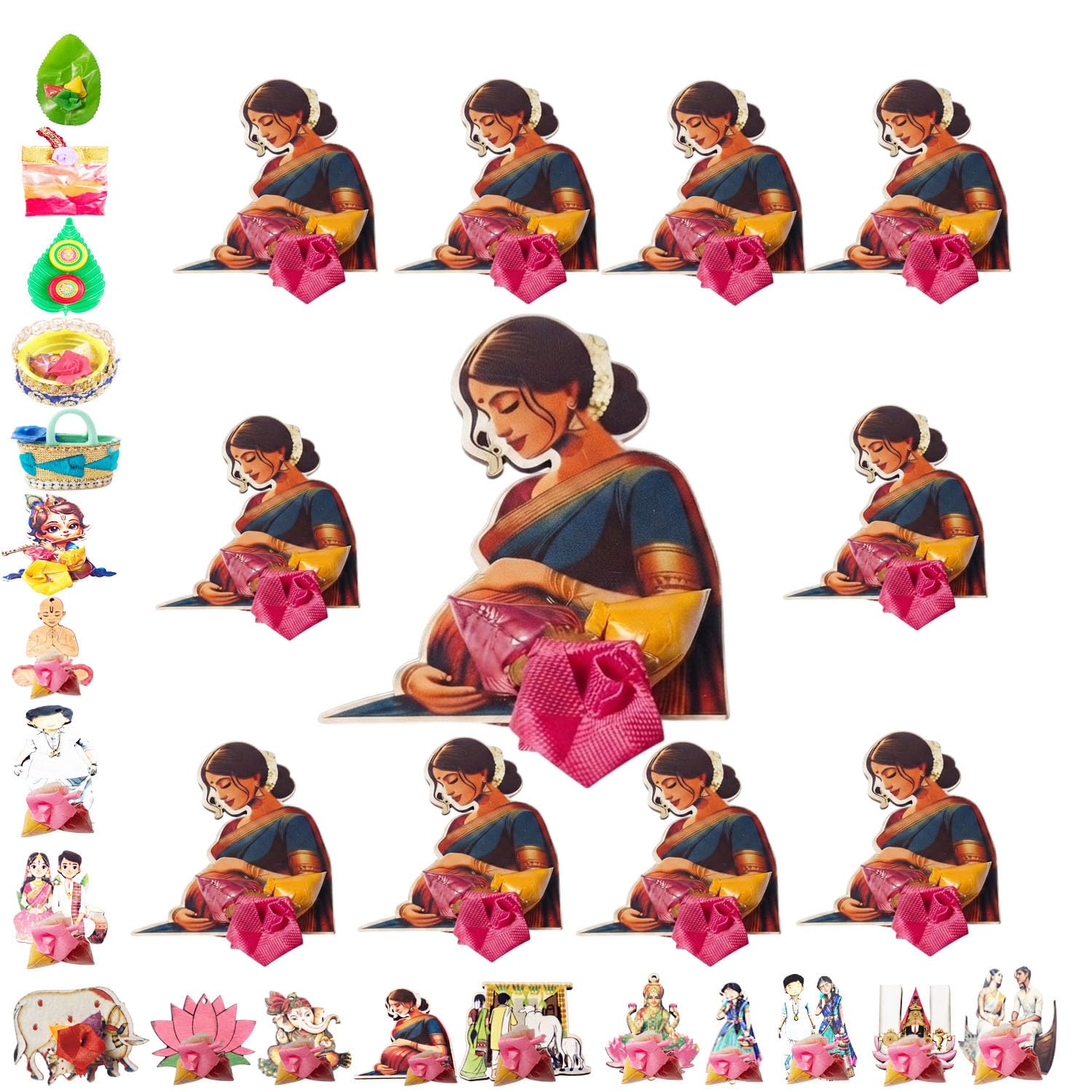 SAI Balaji Baby Shower MDF Haldi Kumkum Pouch Gift Set – Pack of 31 – Traditional Return Gifts for Pooja, Festivals, Weddings, Housewarming, Thamboolam, Celebrations & Auspicious Events-image-19
