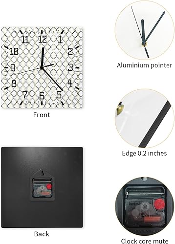 Miniatura 2 de Reloj de pared de madera amarillo azul marino, silencioso, sin tictac, arte de línea simple, reloj de pared cuadrado, funciona con pilas, reloj