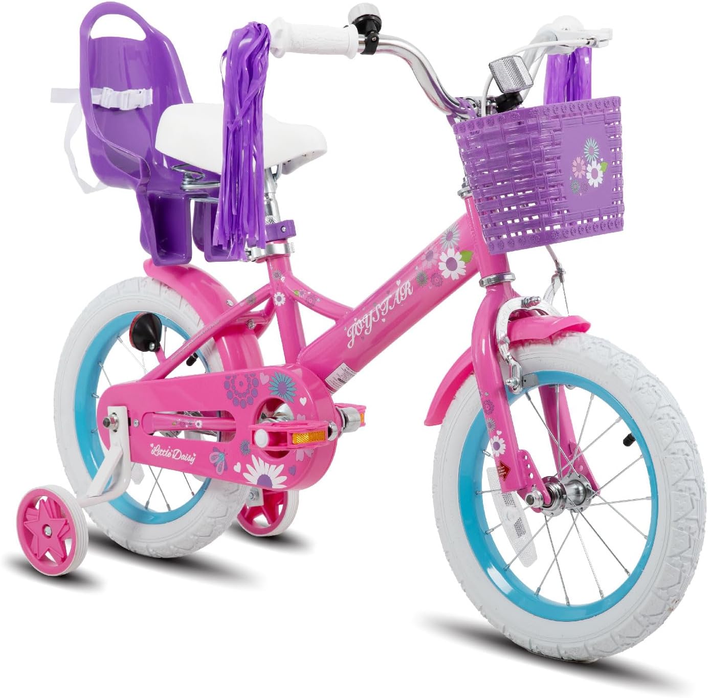Little Daisy Kids Bike for Girls Boys Ages 2-7 Years, 12 14 16 Inch Girls Bikes with Doll Bike Seat & Streamers, Boys Bike with Flag & Number Plate, Multiple Colors