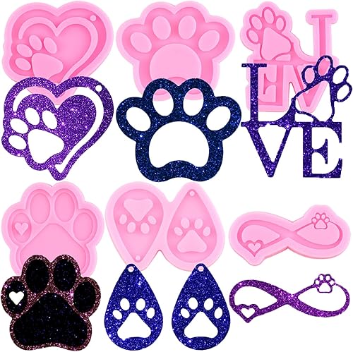 Molde de silicona para llavero de cinta de amor, moldes de resina con estampado de pata de amor, moldes de resina para aretes de resina para