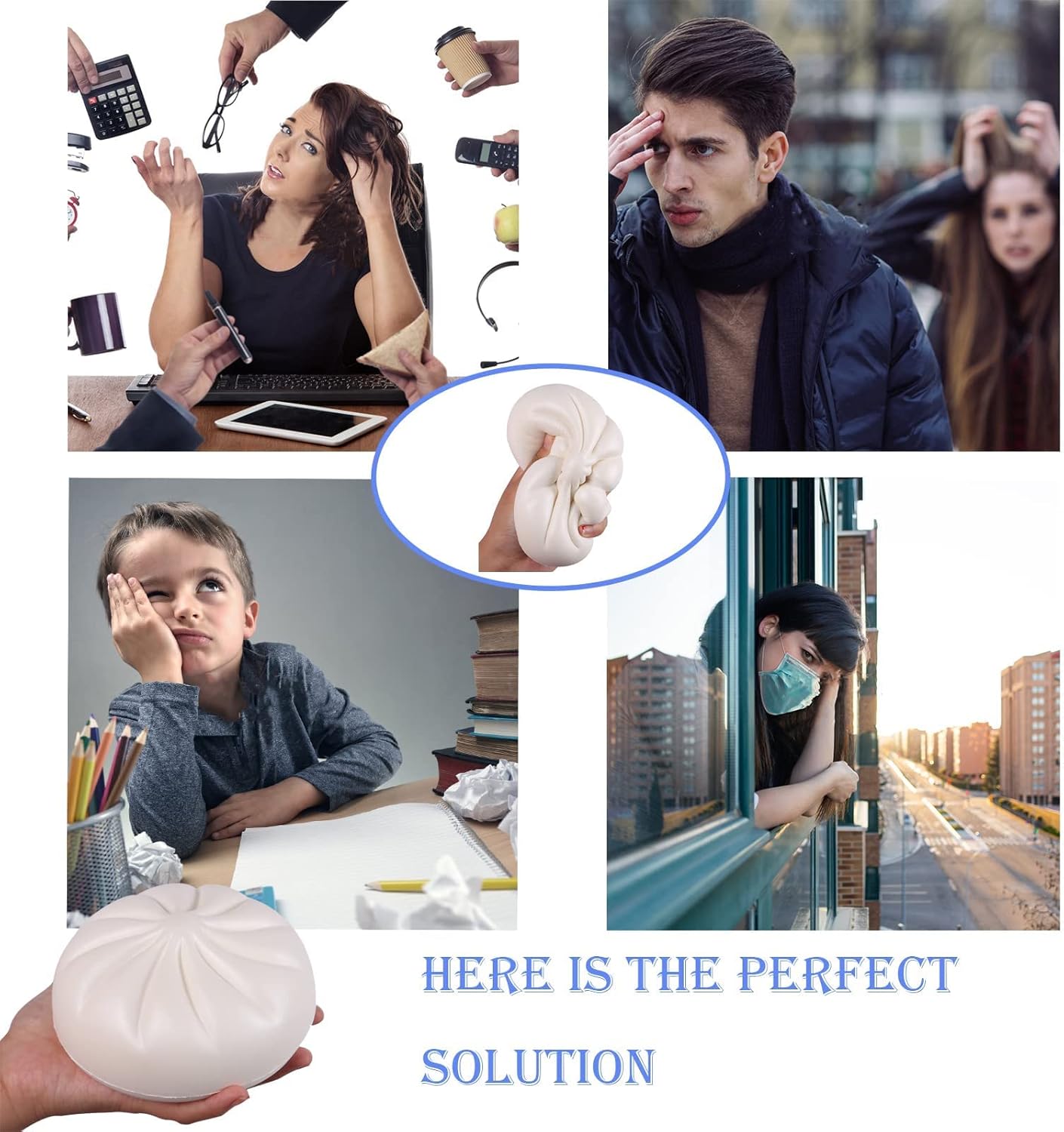 Anboor Dumplings Squishies Toys, Jumbo Slow Rising Kawaii Squeeze Dough Ball Steamed Bun Squishies,White - Image 6