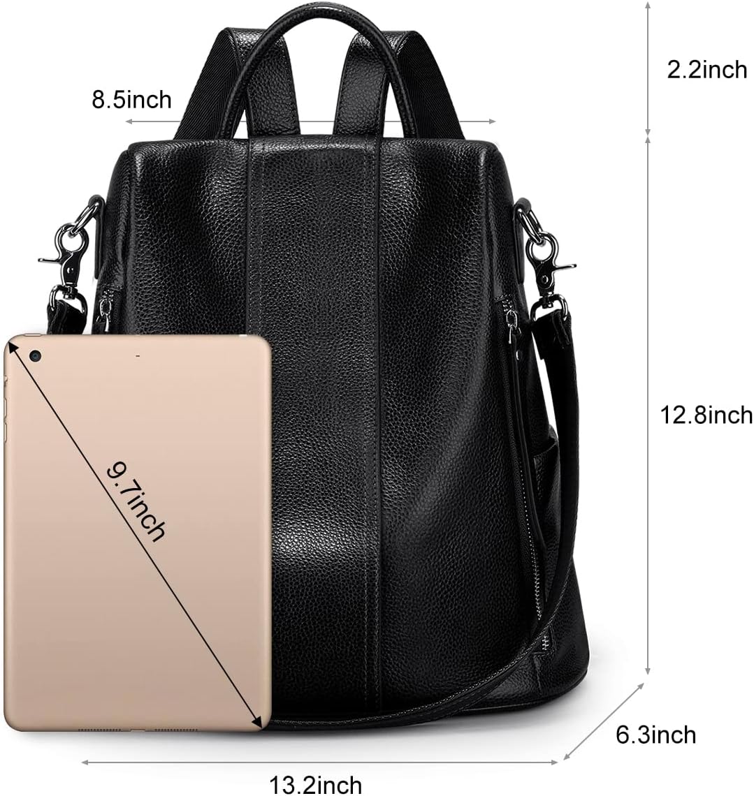 S-ZONE Leather Backpack Purses for Women Antitheft Rucksack Shoulder Bag Medium - Image 4
