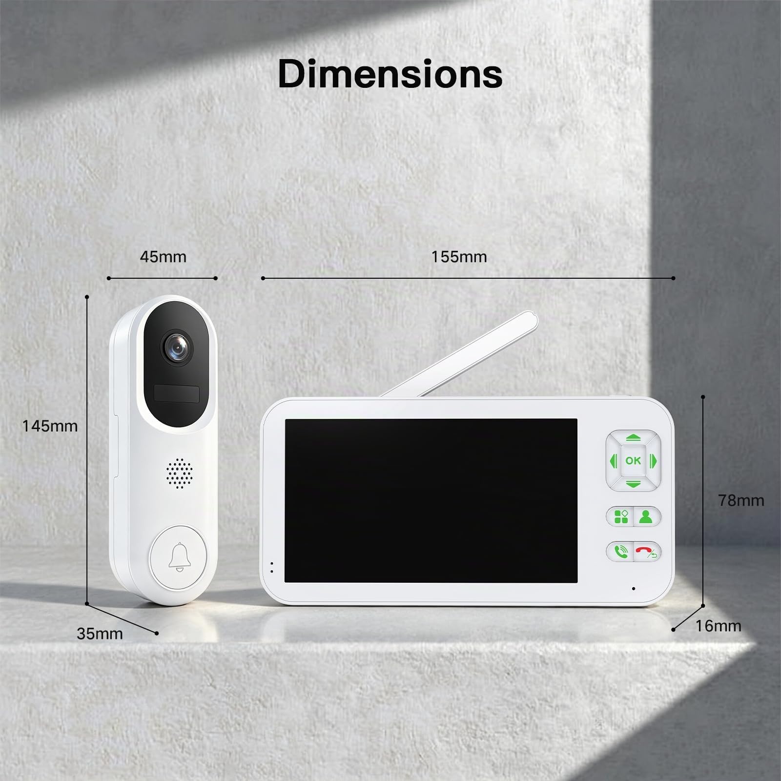 XPJ Visiophone Sonnette sans Fil avec Camera et 5" Ecran Moniteur, Interphone Vidéo Connecté WiFi 1080P, Stockage Local, PIR Détection de Mouvement, Audio Bidirectionnel, Vision Nocturne, Tuya APP
