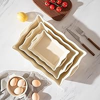 Vista 4 de Sweejar Fuentes para Horno, Juego de Utensilios de Cerámica para Hornear de 3 Piezas, Fuente Rectangular para Hornear con Asas, Molde para Lasaña