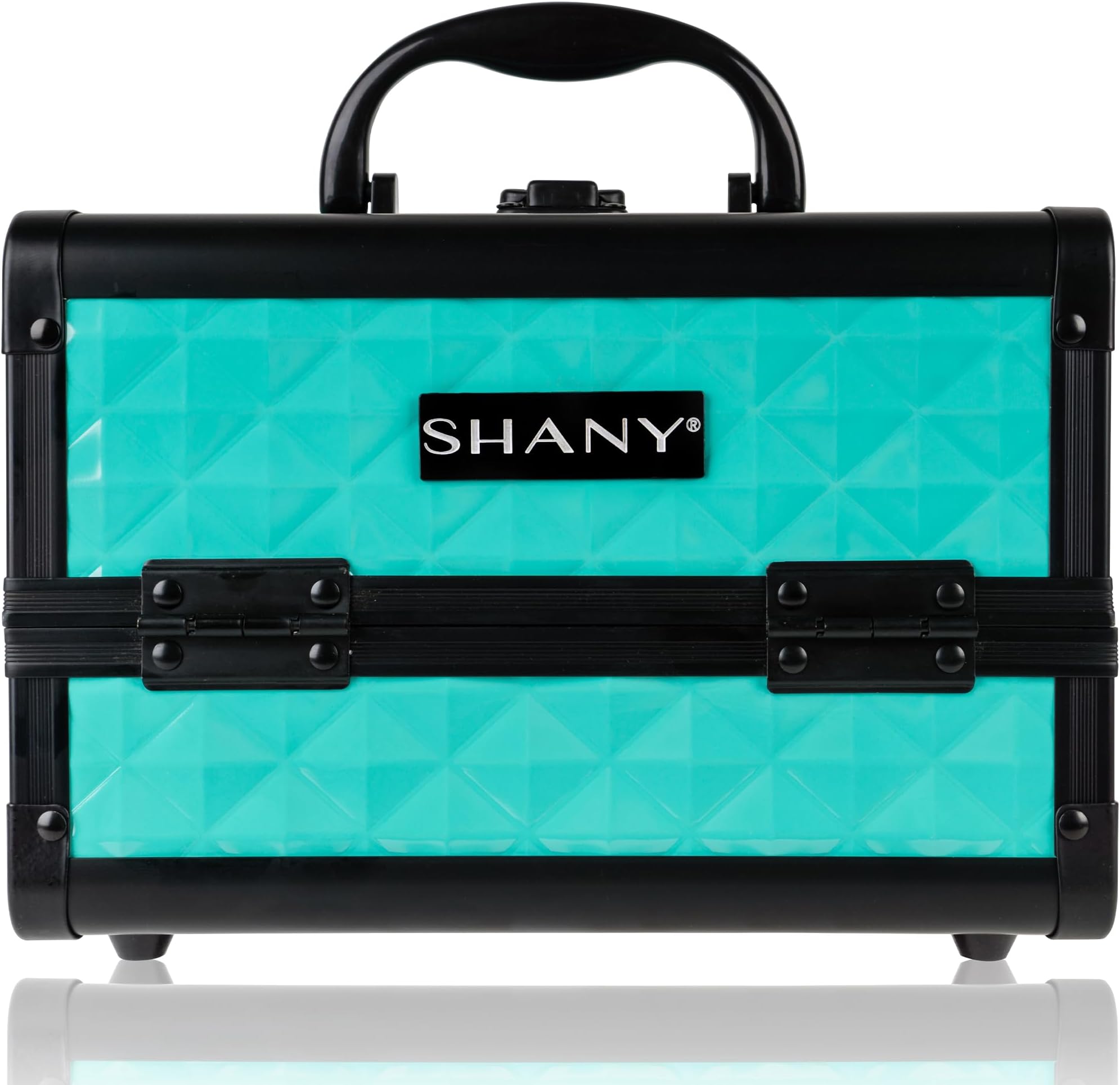 Chic Makeup Train Case Cosmetic Box Portable Makeup Case Cosmetics Beauty Organizer Jewelry storage with Locks, Multi trays Makeup Storage Box with Makeup Mirror - Turquoise